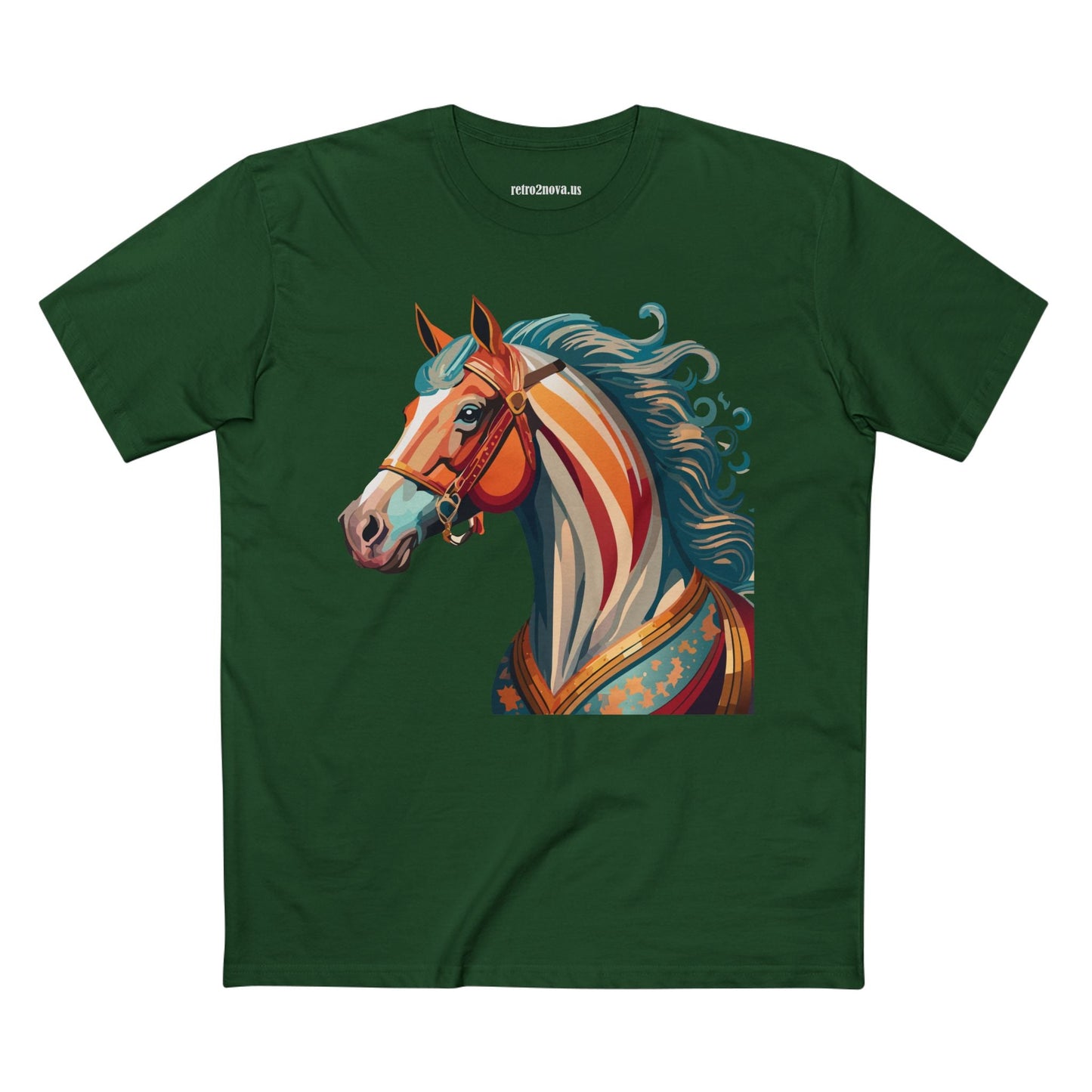 Horse Animal Shirt Unisex Premium Cotton Tee With Original Art Design From Retro2Nova Soft Breathable Art Collection