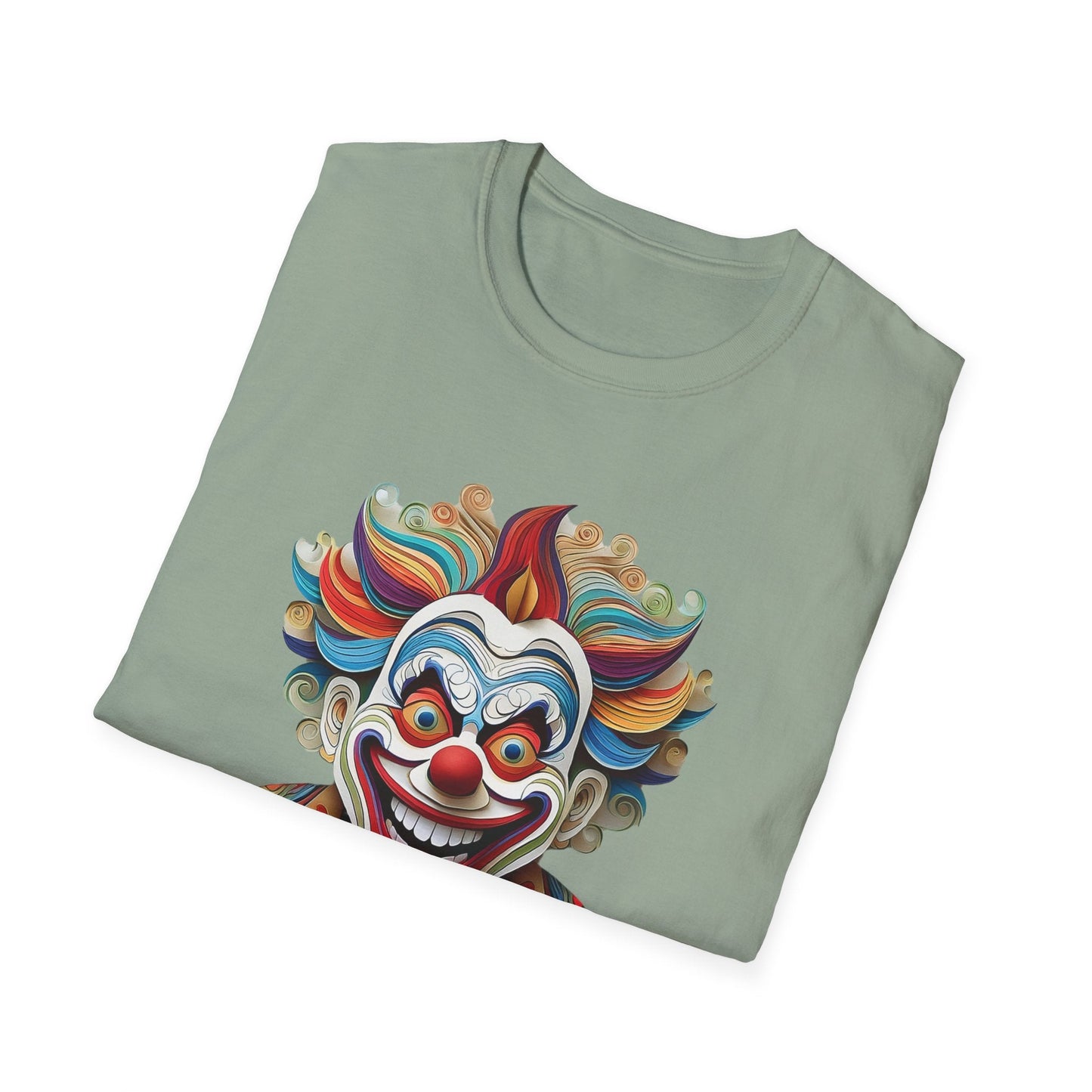 Graphic Clown Themed Unisex Softstyle Tee Funny Man Circus Scary Man Gildan 64000