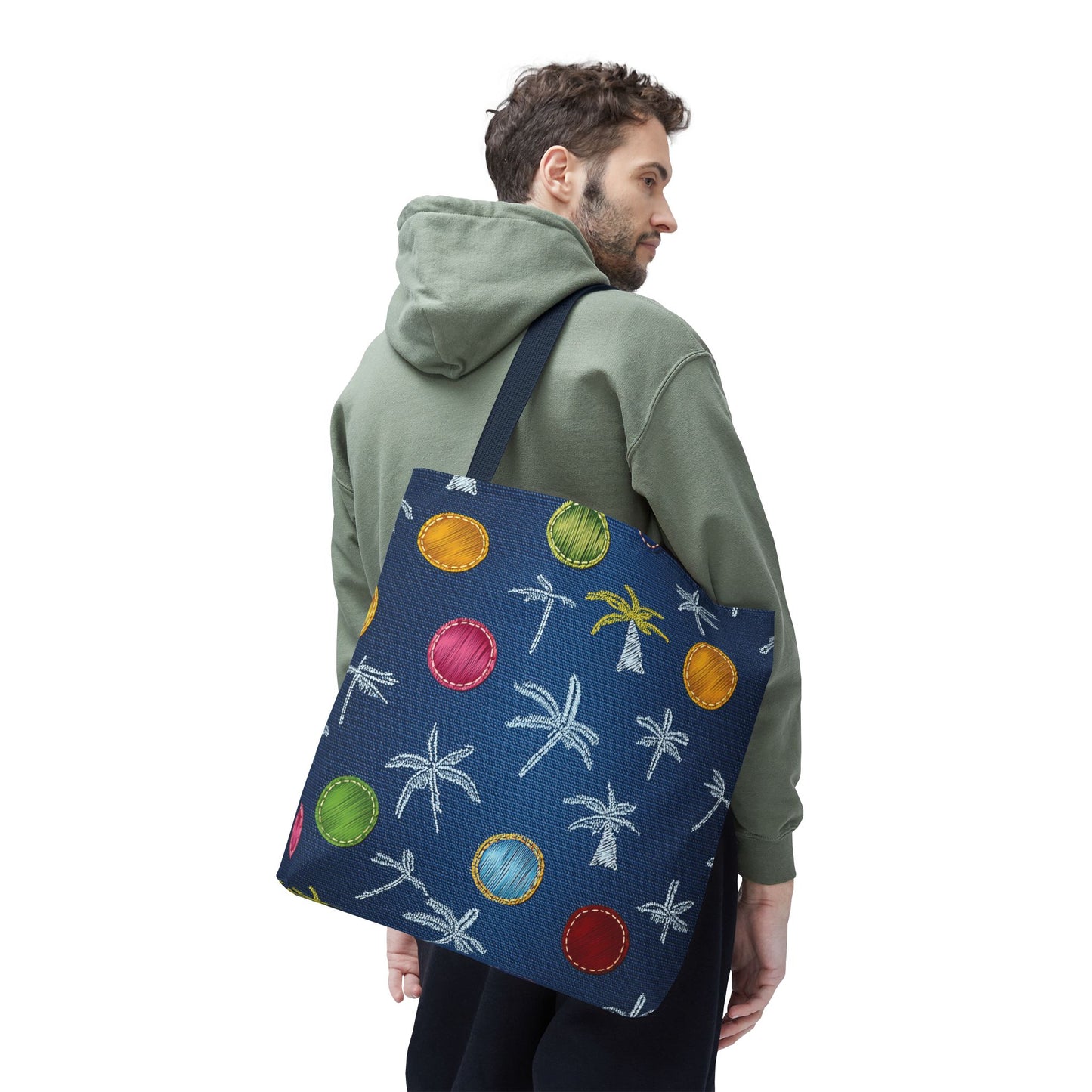 Denim Fabric Imitation Print Unisex Canvas Bag Poly Spun 3 Sizes Tote Bag 182-9