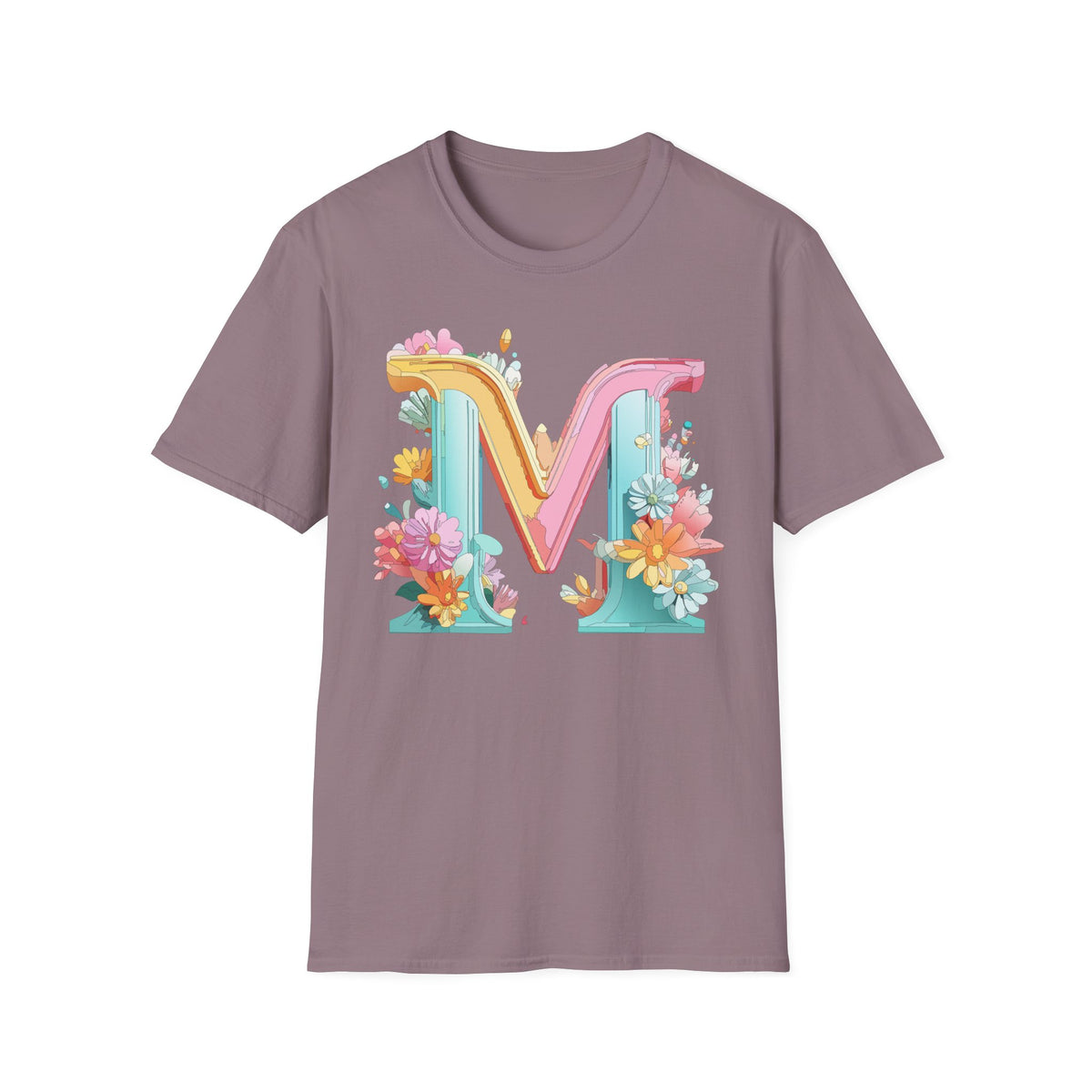 Floral Pastel Letter M T-Shirt | Monogram Initial Tee