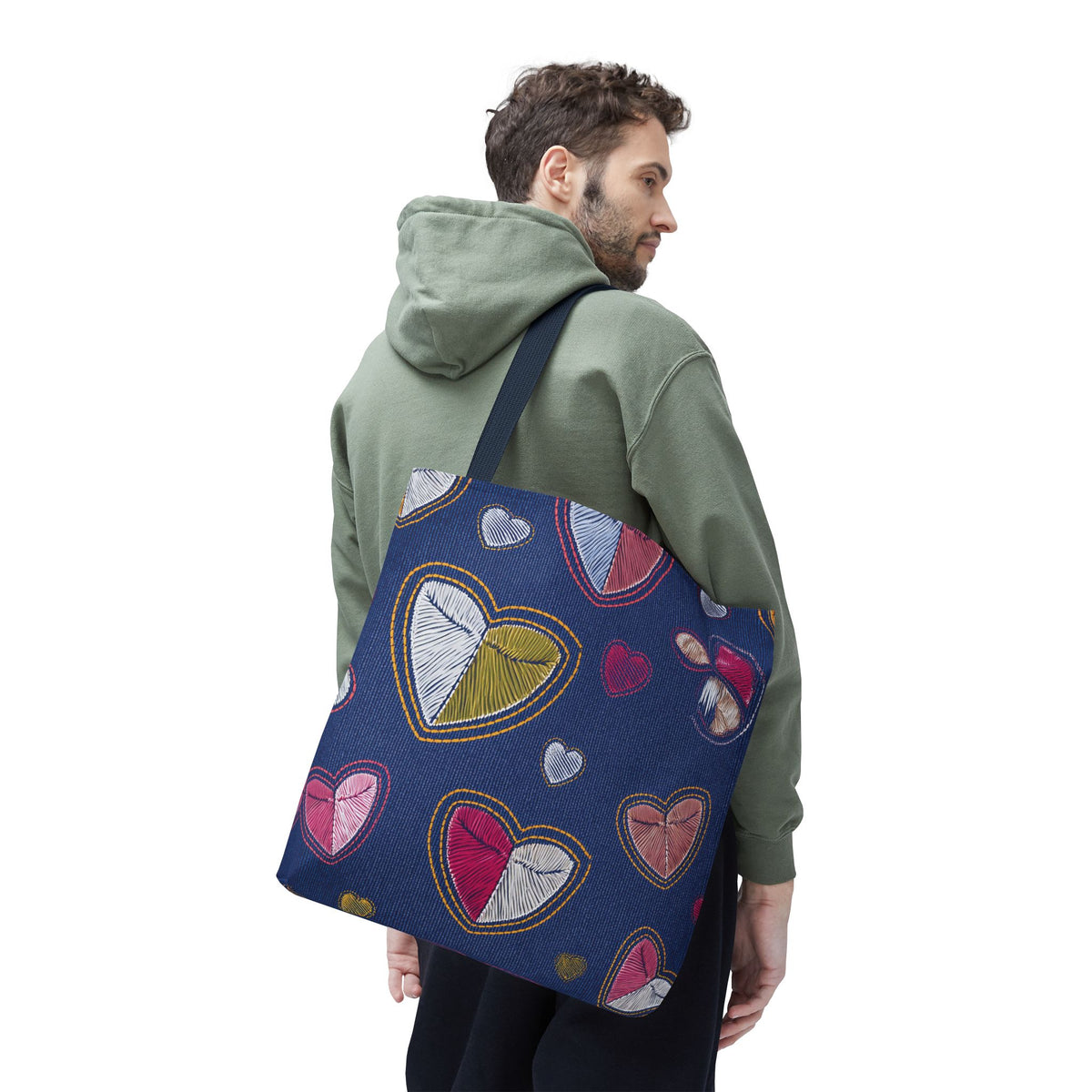 Love Day Graphic Design Denim Fabric Imitation Print Unisex Canvas Bag POLY 3 Sizes Tote Bag 201-7