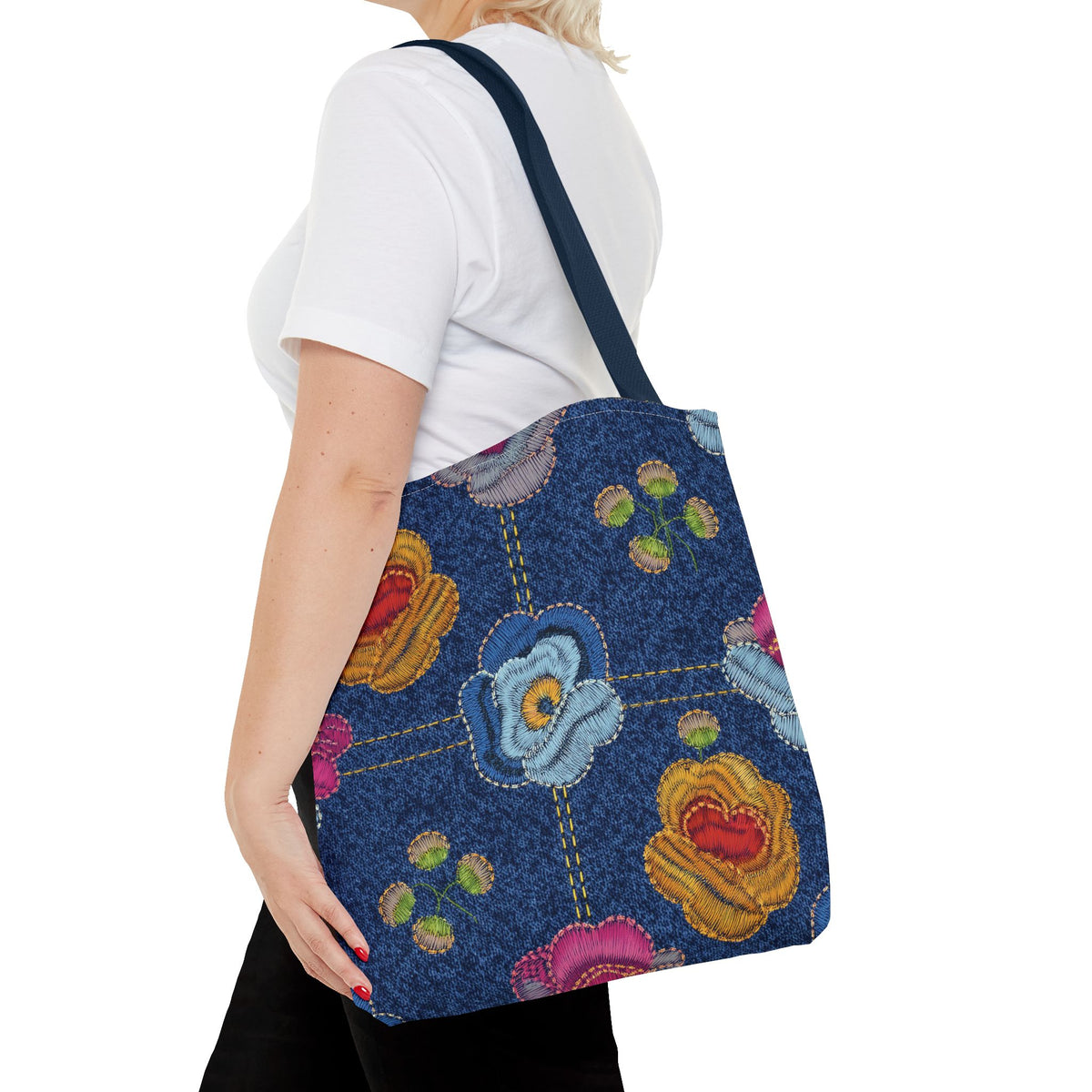 Denim Fabric Imitation Print Unisex Canvas Bag Poly Spun 3 Sizes Tote Bag 163