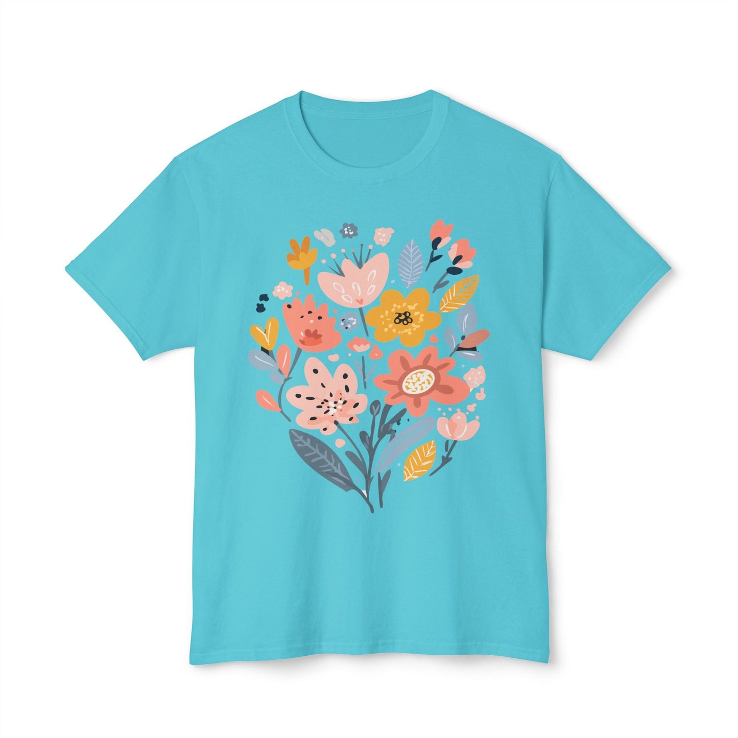 Unisex HD Cotton Floral Art Print T Shirt With Vintage Flowers Design Tee Premium Quality