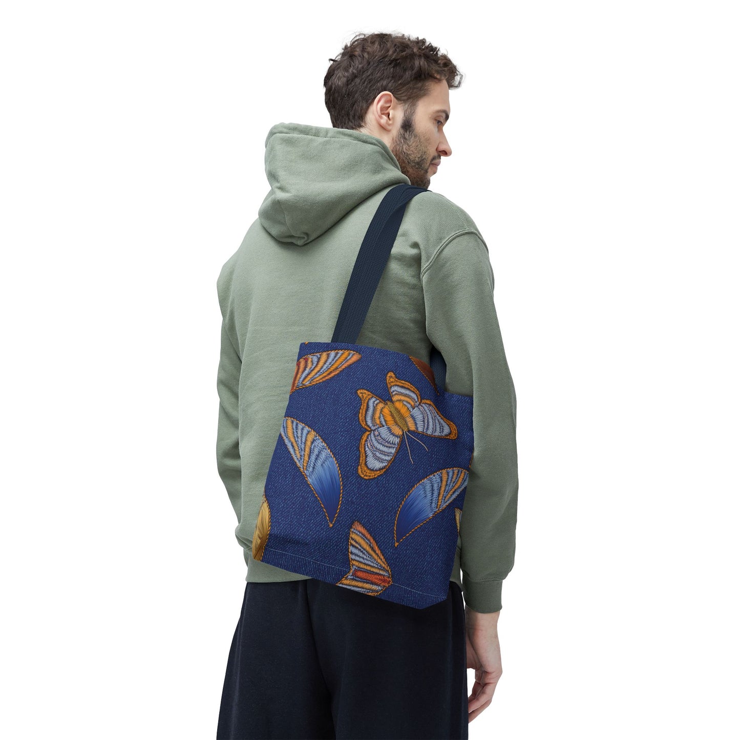Denim Fabric Imitation Print Unisex Canvas Bag Poly Spun 3 Sizes Tote Bag 173