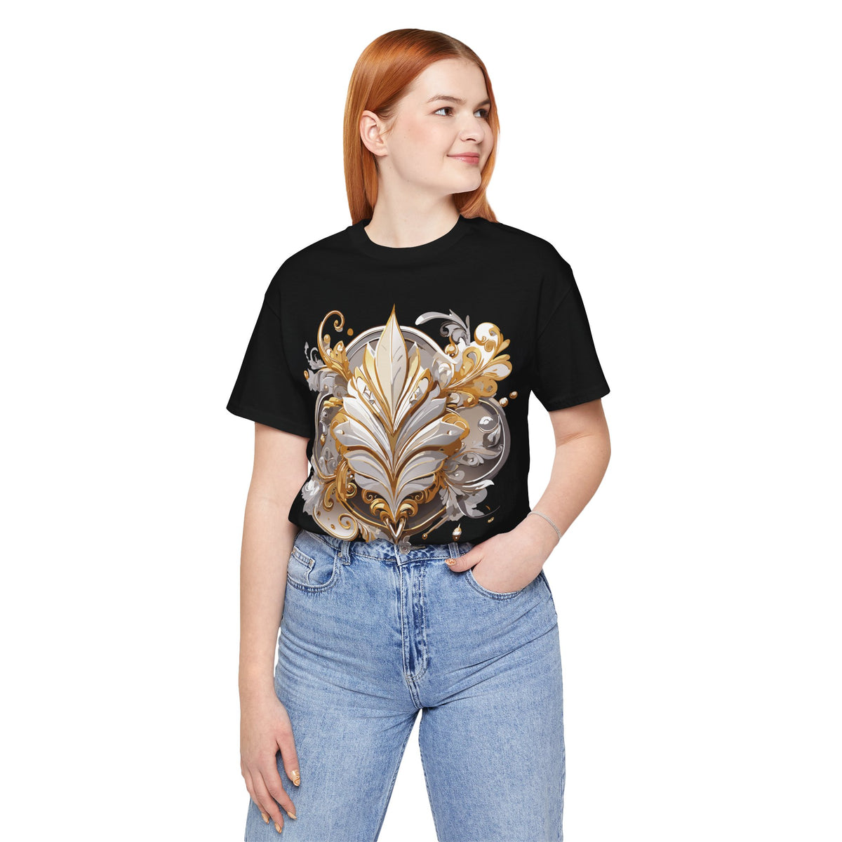 Jewelry Graphic Unisex Cotton Bella+Canvas Tee with Gemstones Art Design m40