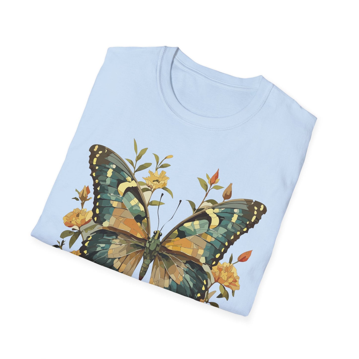 Butterfly Print T Shirt Unisex Monarch Shirt Gildan Softstyle 64000 Ring Spun Cotton
