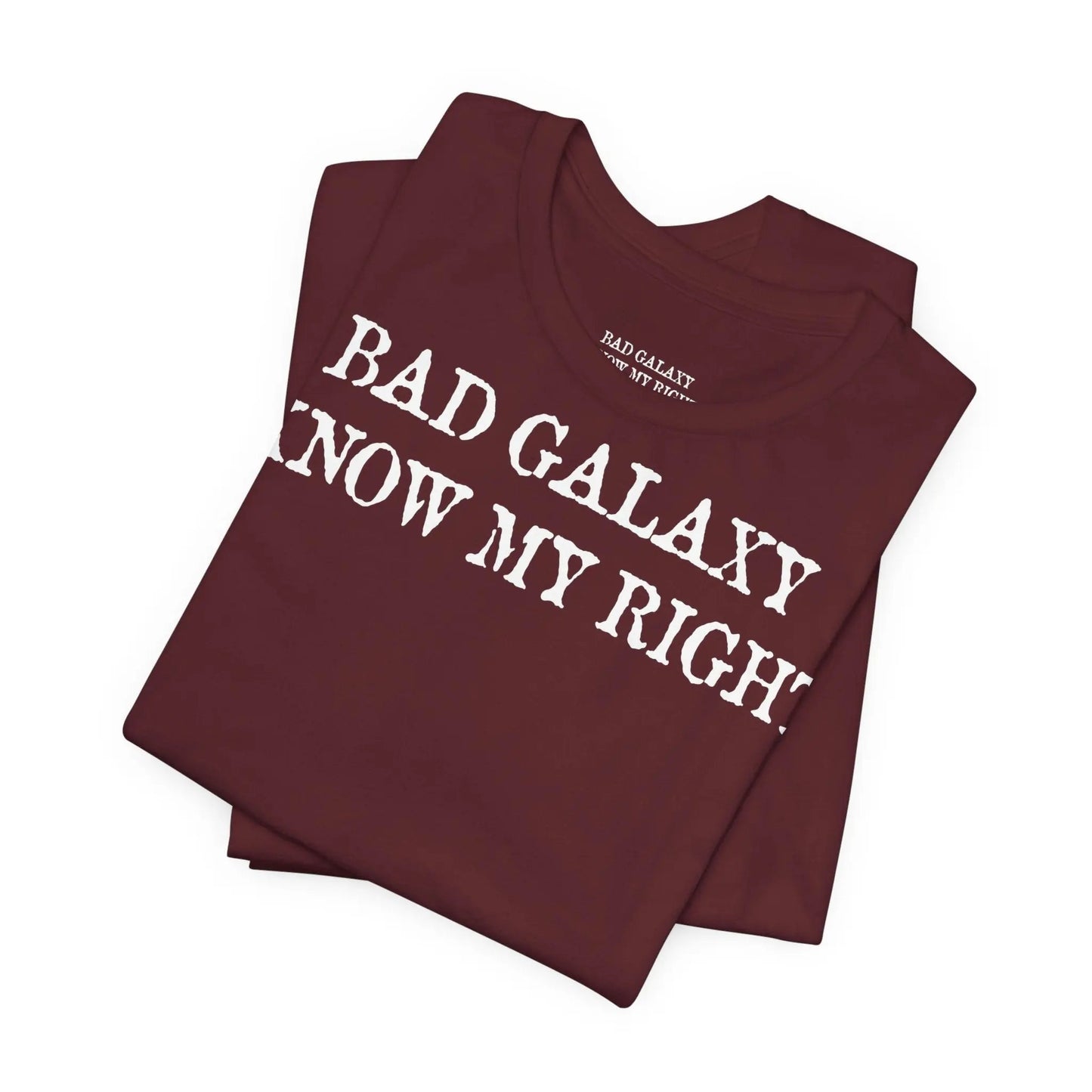 Red Stamp Tee Shirt 100 Percent Cotton From Bad Galaxy Eco Friendly Inks Made To Order In USA