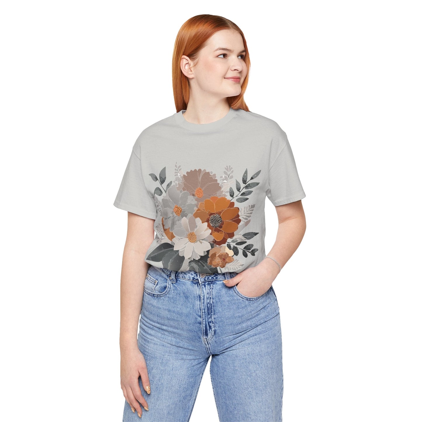 Flowers Shirt Floral Shirt Unisex Tee Lightweight Jersey Short Sleeve Floral Print Free Shipping