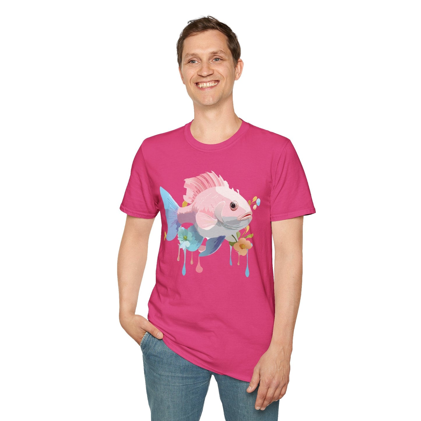 Fish Art Design Shirt Unisex Graphic Tee With Fish Illustration Gildan Softstyle 64000