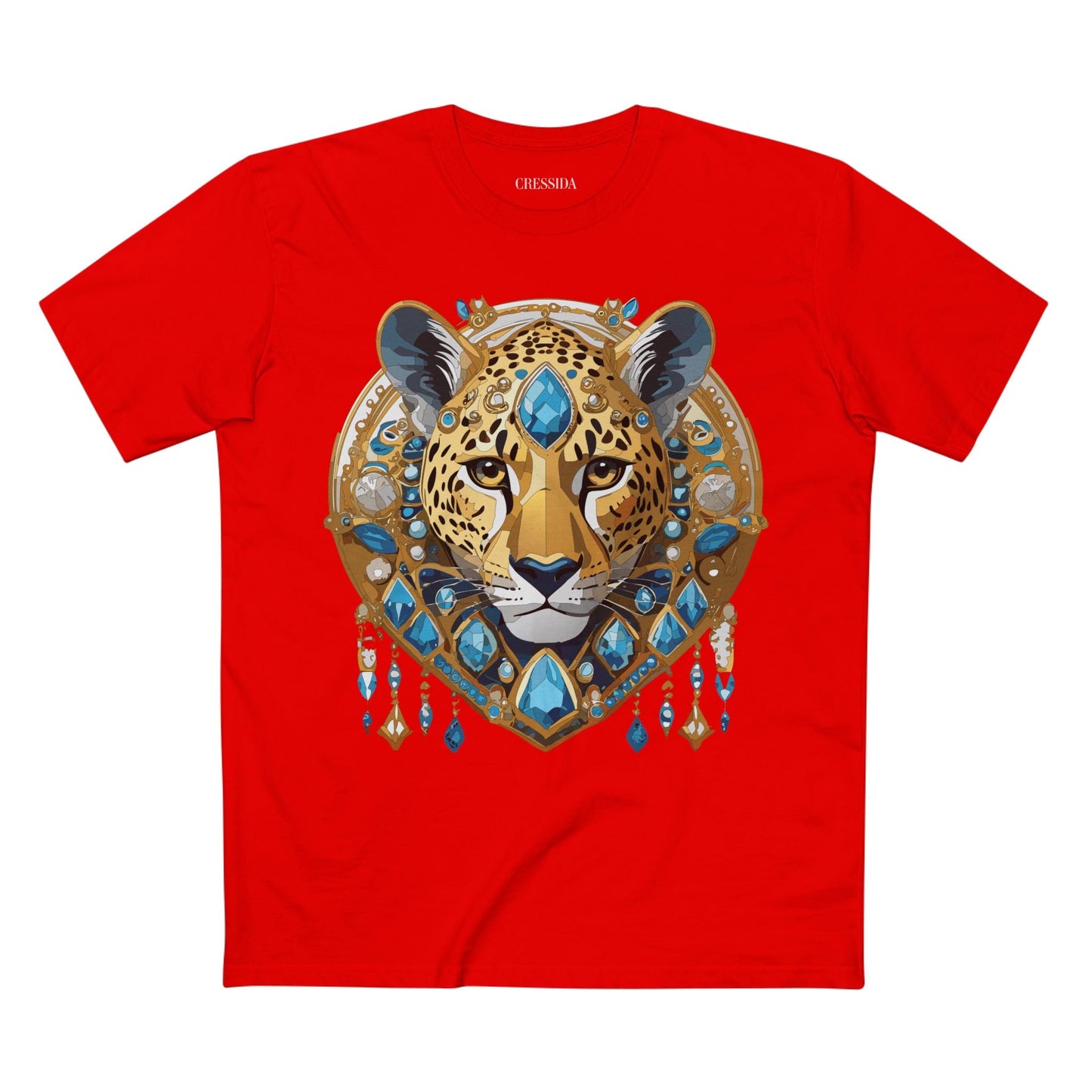 Cheetah Graphic Unisex 100 Cotton Tee With Unique Animal Golden Medallion Art Design 45