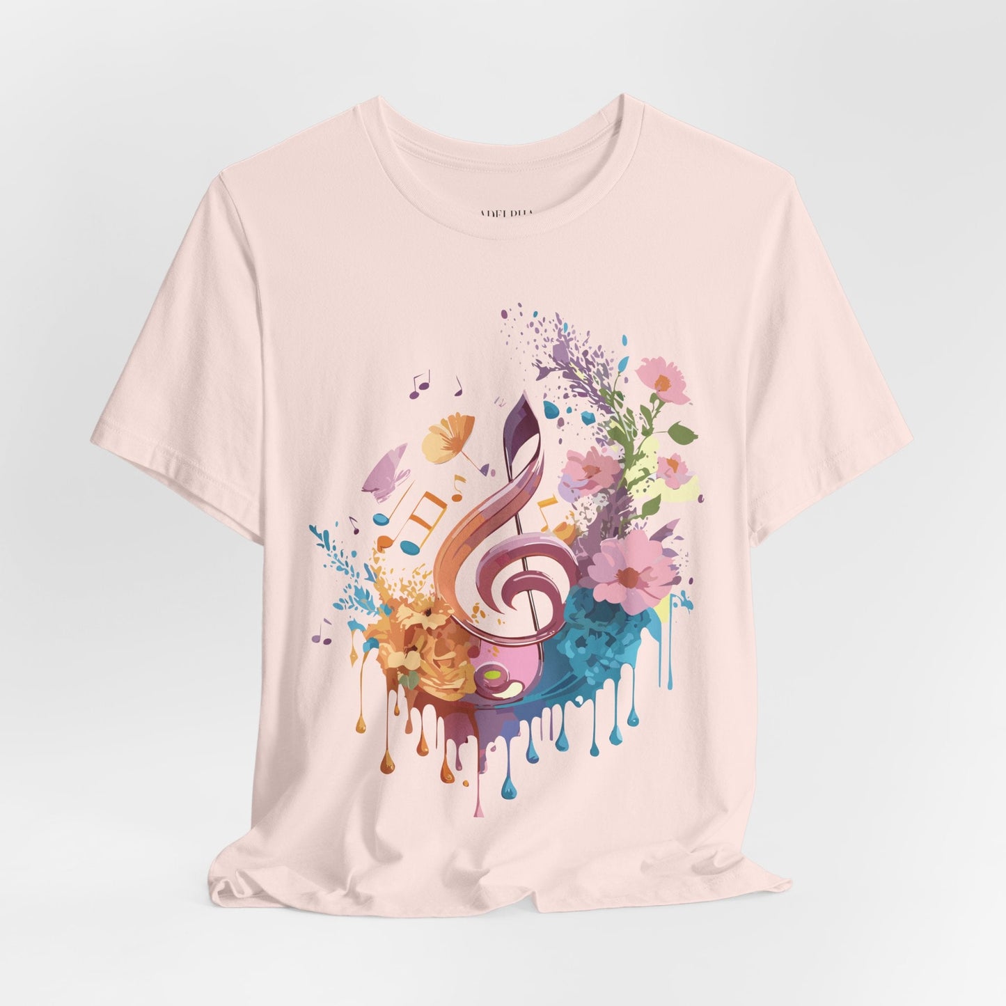 Music Graphic Unisex 100 Cotton Vintage Art with Musical Elements Tee 115