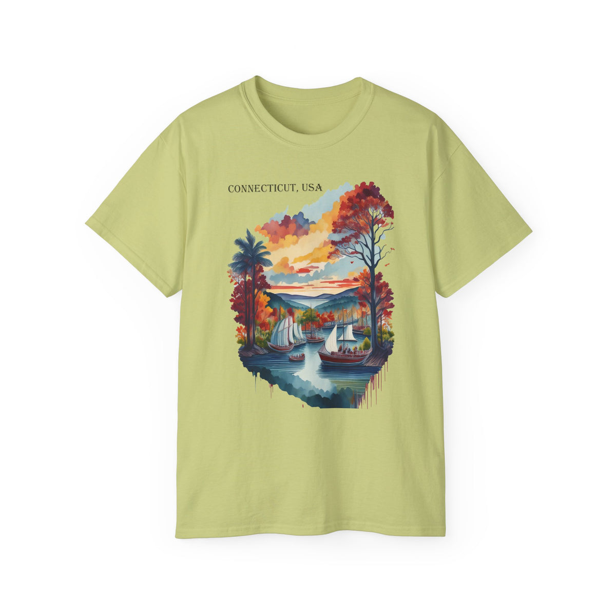 Connecticut State Graphic Unisex Ultra 100 Cotton Medium-Weight Classic Fit-Gildan 2000 -s9