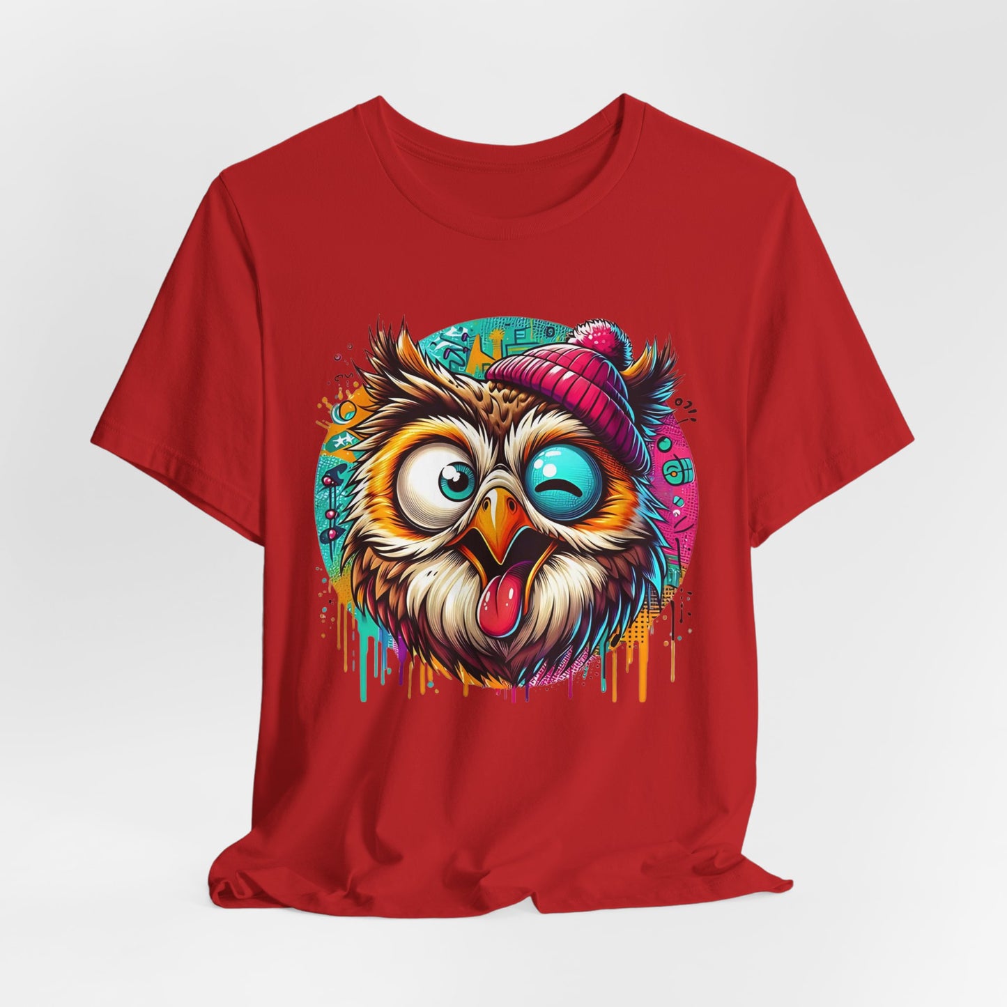 Colorful Owl Graphic Tee, Fun Owl Shirt, Funny Bird Shirt, Cute Cartoon Tees, Animal T-Shirt, Animal Tees, Art Design T-Shirt