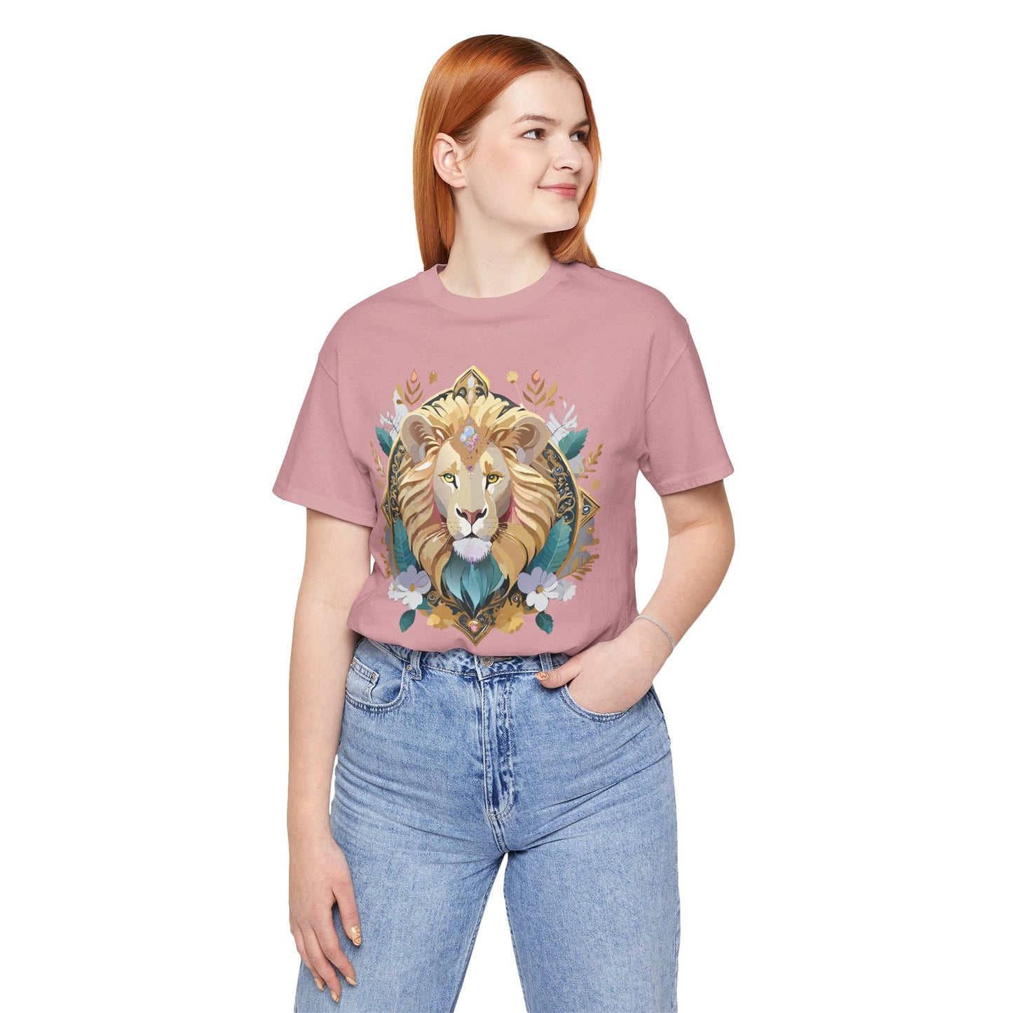 Unisex Lion Graphic Tee, Animal Shirt, Tee Shirt with Lion, Medallion T-Shirt, Animal Medallion Tees 2
