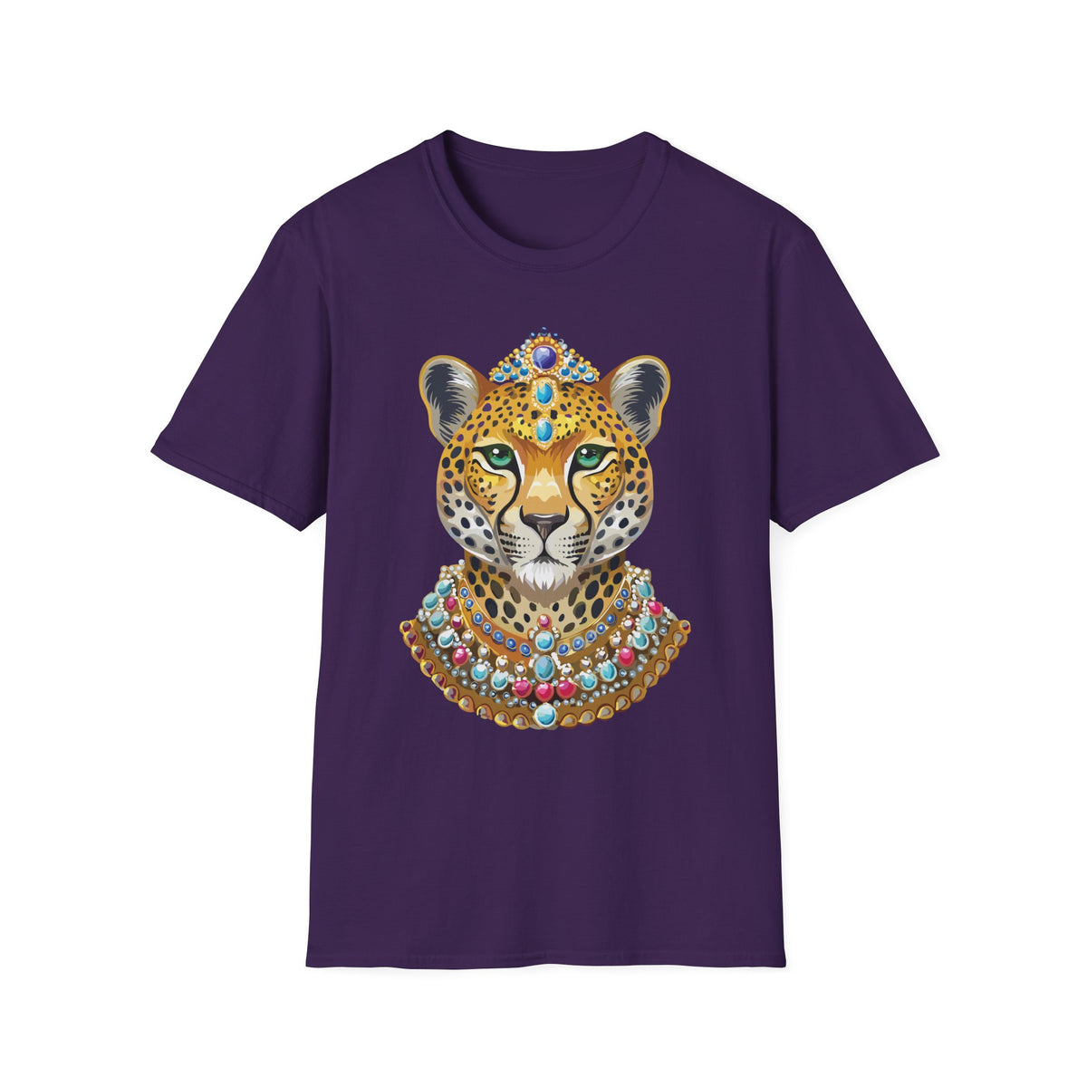 Jeweled Leopard Face T-Shirt | Regal Animal Portrait Tee