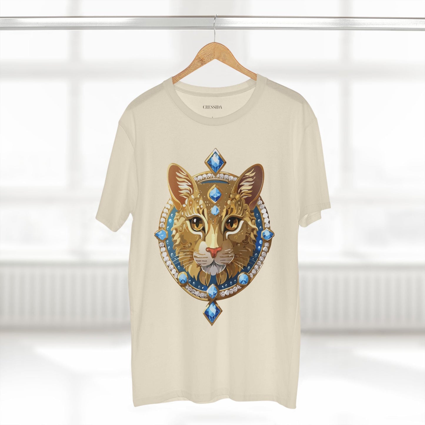 Cat Graphic Unisex 100 Cotton Tee With Unique Animal Golden Medallion Art Design 10