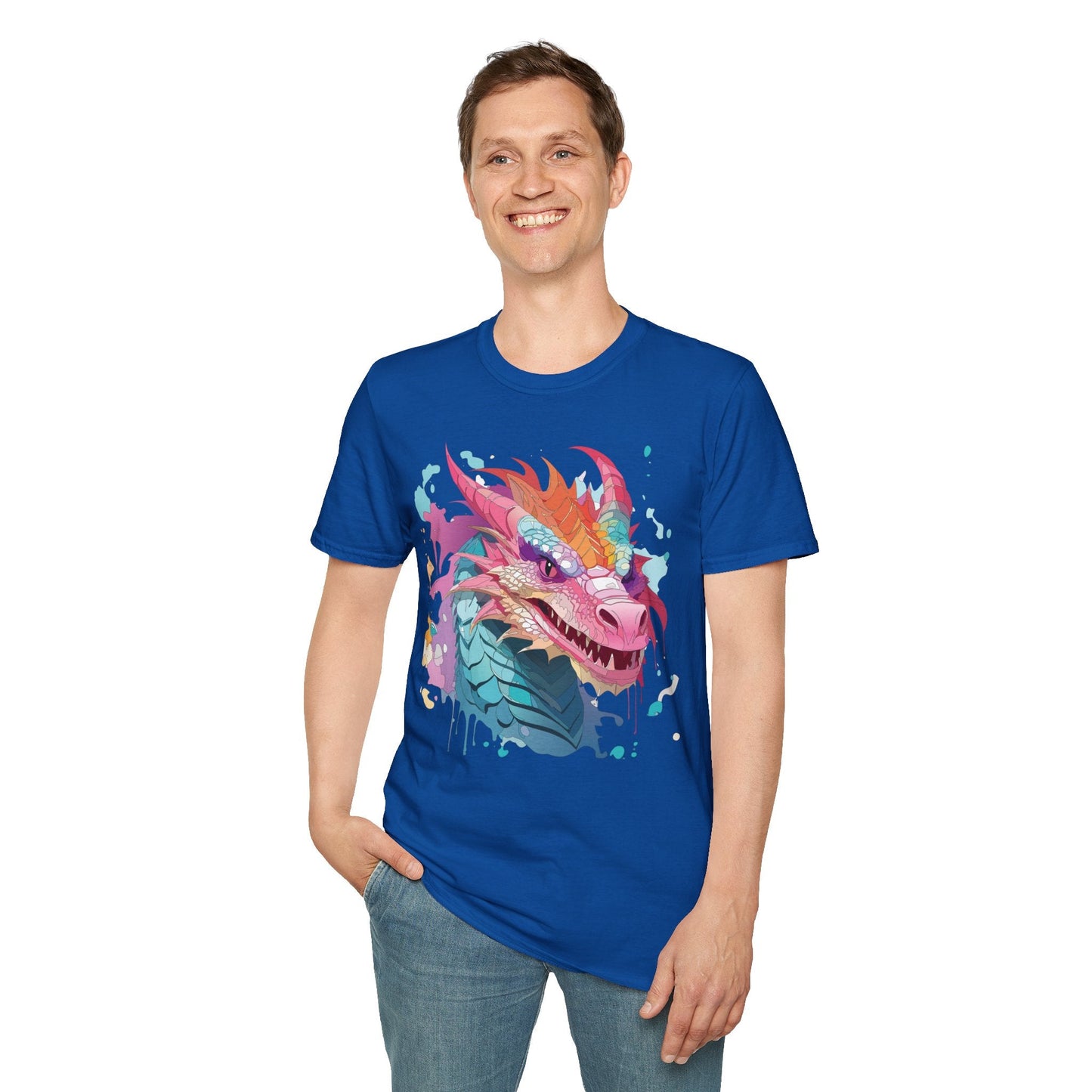 Dragon Graphic Tee Unisex Gildan Softstyle Cotton Shirt With Animal Art Design 64000
