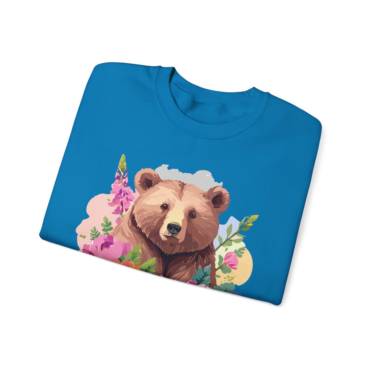 Unisex Floral Bear Sweatshirt With Art Design Animals Print Graphic