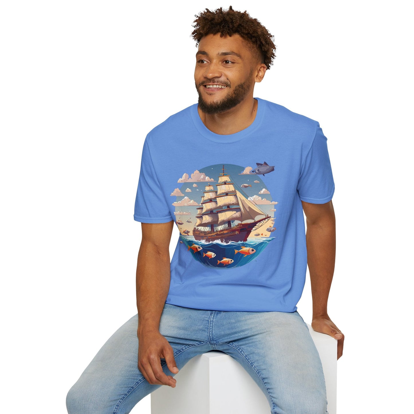 Nautical Ship Frigate Vessel T Shirt Unisex Premium Softstyle Cotton Tee Gildan 64000