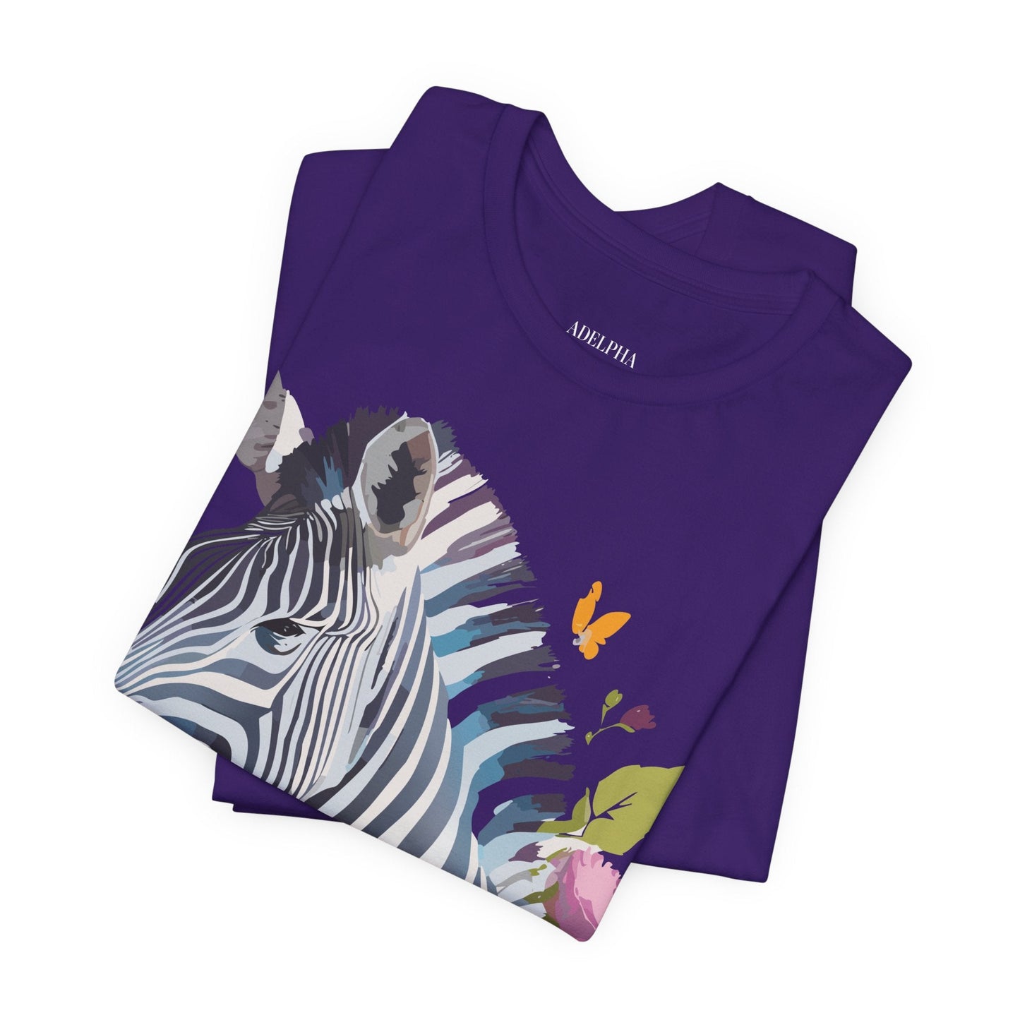 Unisex Zebra Graphic Tee Featuring Adelpha Artwork Vintage Inspired Short Sleeve Shirt