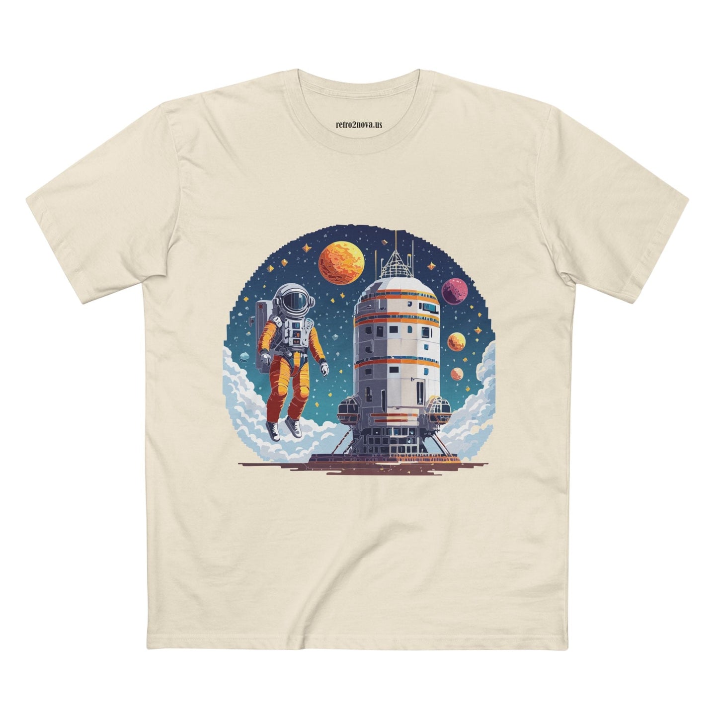 Cosmos Astronaut Shirt Unisex Premium Cotton Tee With Original Art By Retro2Nova Design