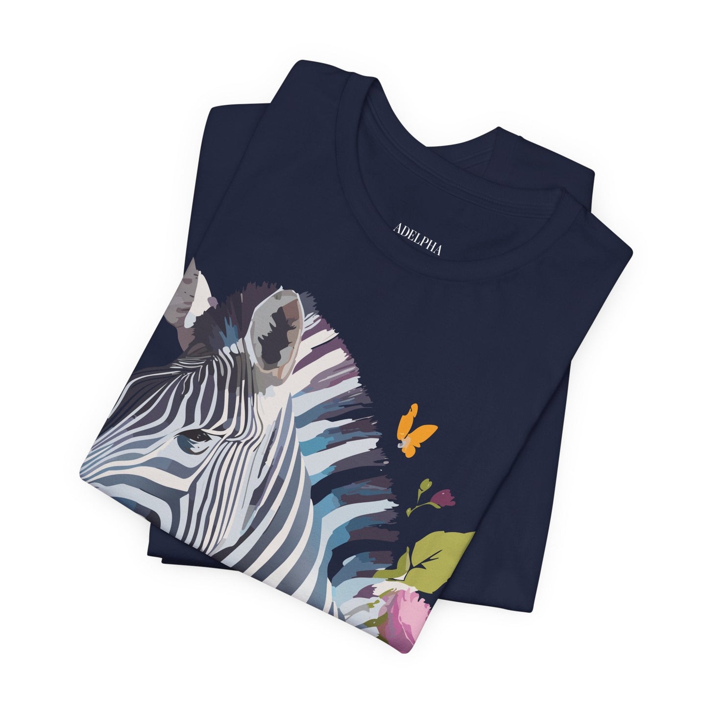 Unisex Zebra Graphic Tee Featuring Adelpha Artwork Vintage Inspired Short Sleeve Shirt