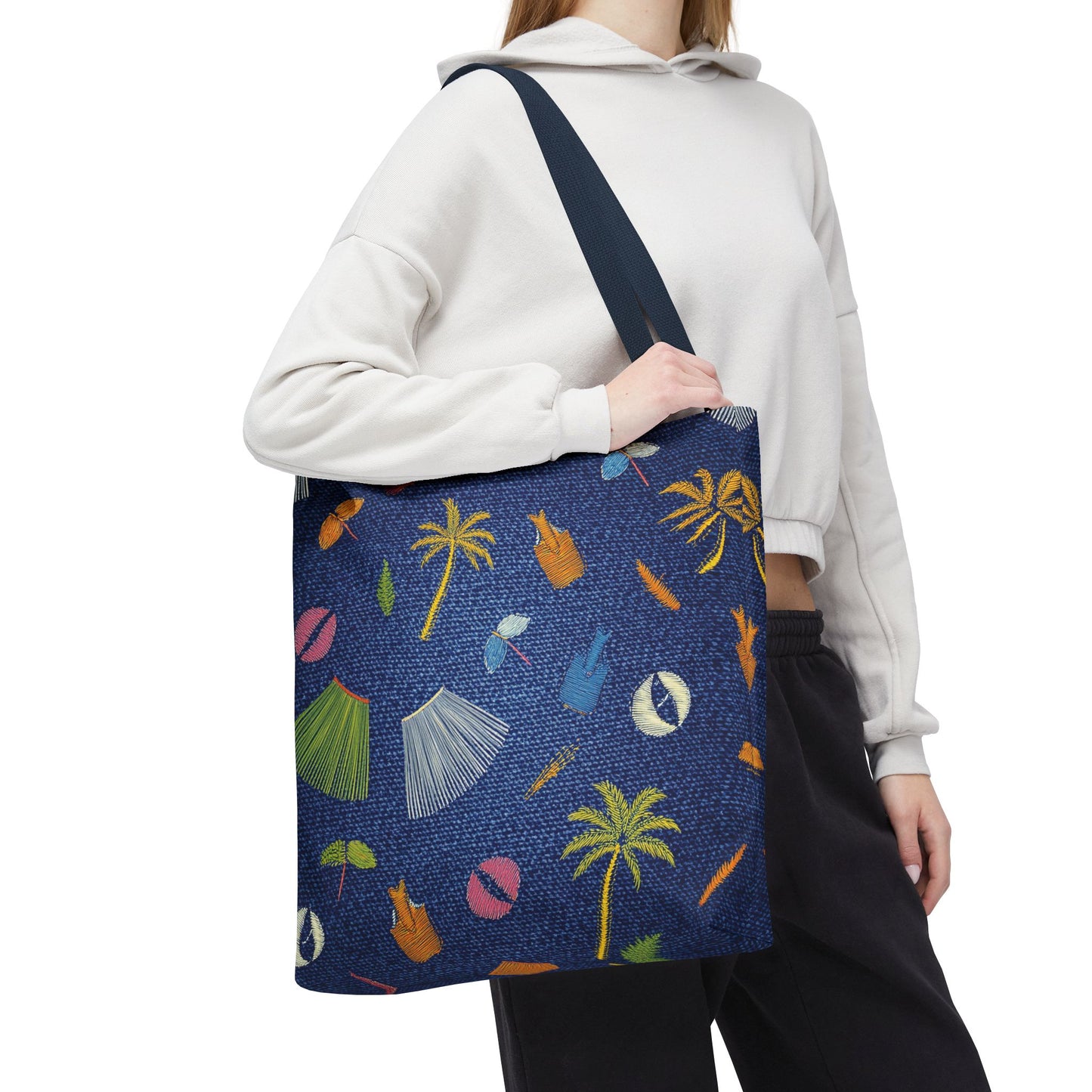 Denim Fabric Imitation Print Unisex Canvas Bag Poly Spun 3 Sizes Tote Bag 182-3