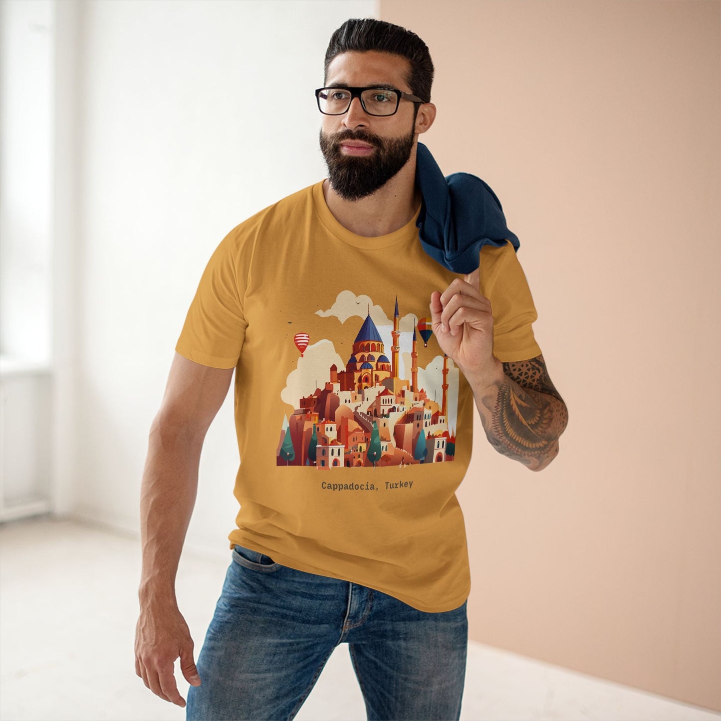 Travel Shirt Cappadocia Unisex Premium Cotton Tee With Original Art Design TT5 Art Collection