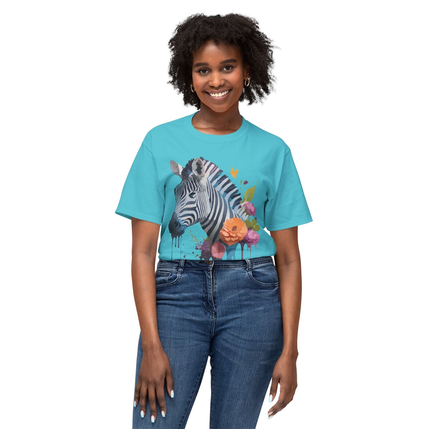 Unisex Zebra Art T Shirt With Full Color Print HD Cotton Tee Made In USA For Everyday Style