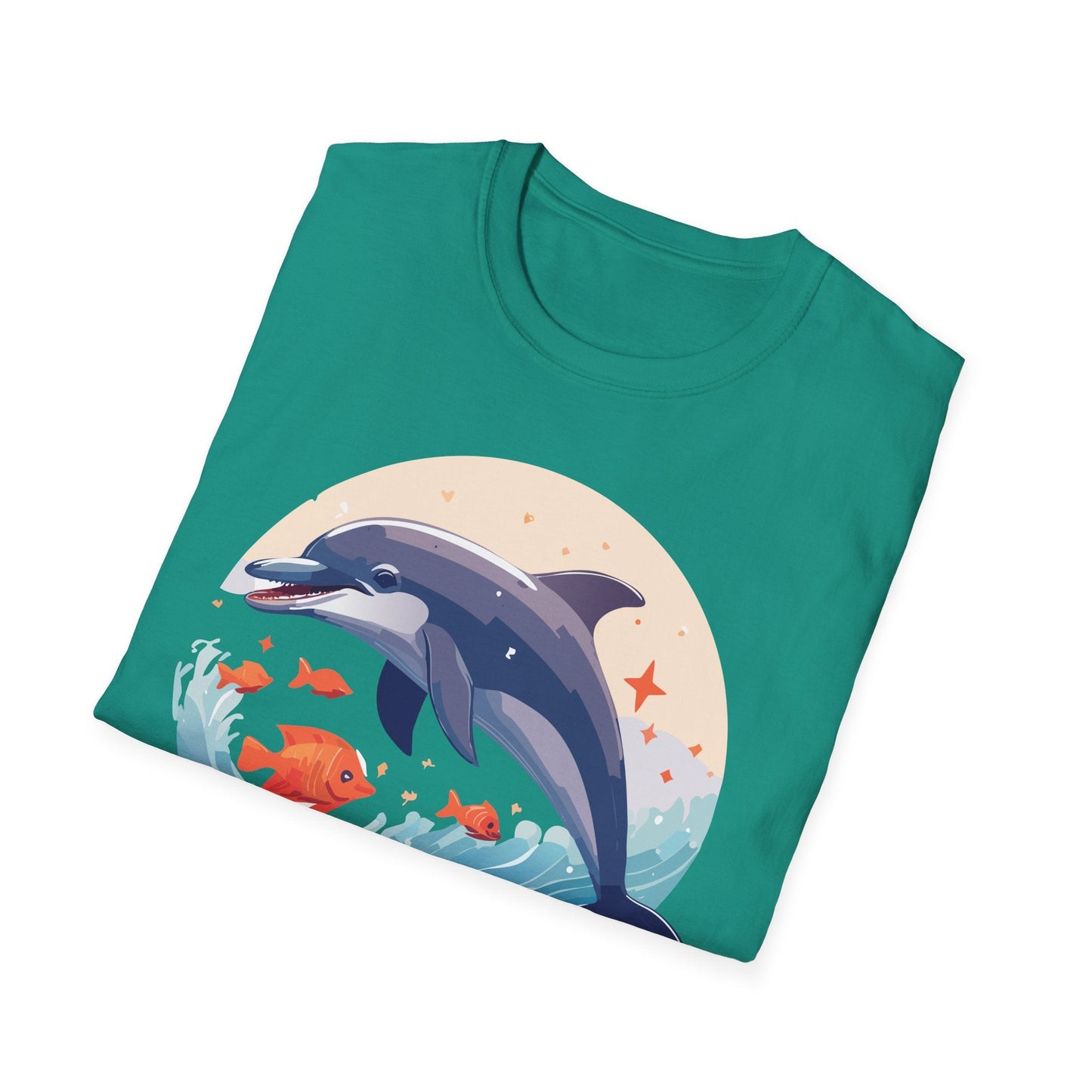 Unisex Dolphin Shirt Gildan Softstyle 64000 Short Sleeve Fish Tee With Dolphin Graphic