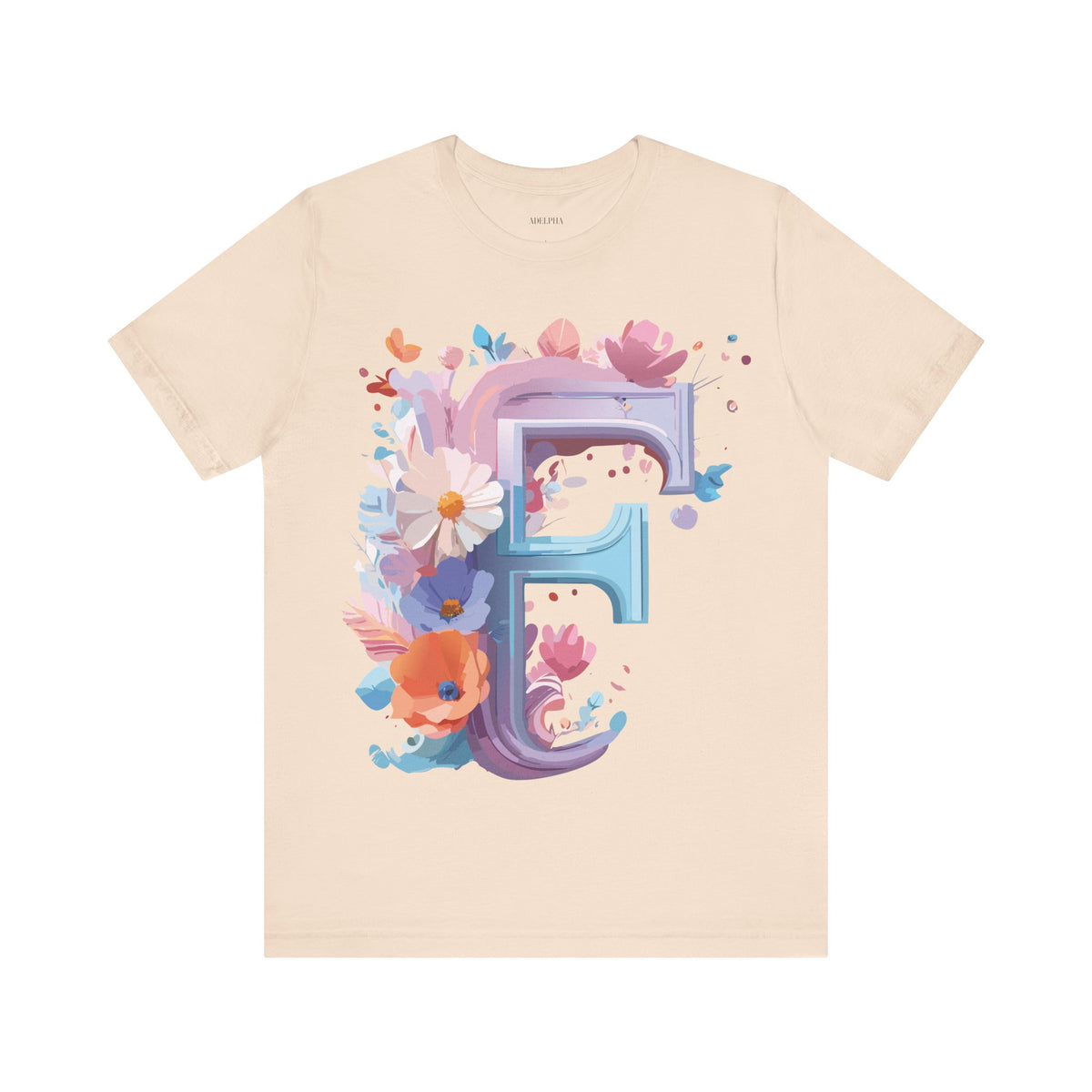 Letter F Graphic Unisex Cotton Bella+Canvas Tee with Art Letter Design