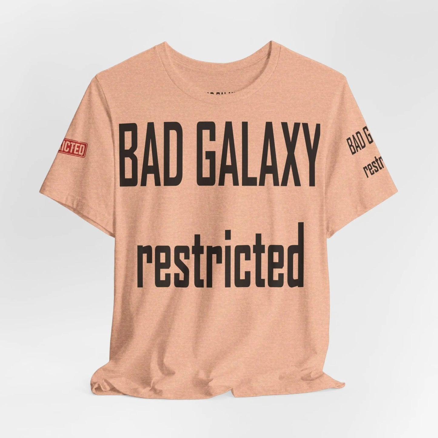 Bad Galaxy Tee Shirt With Red Stamp 100 Percent Cotton Made In USA Eco Friendly Inks