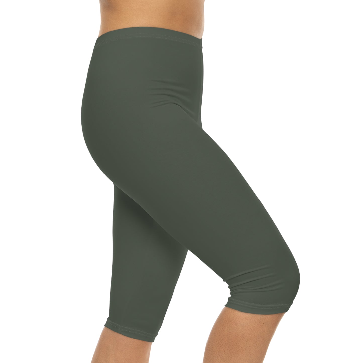 Ebony Color Women's Brushed Suede Poly Span Casual Capri Leggings XS-2XL