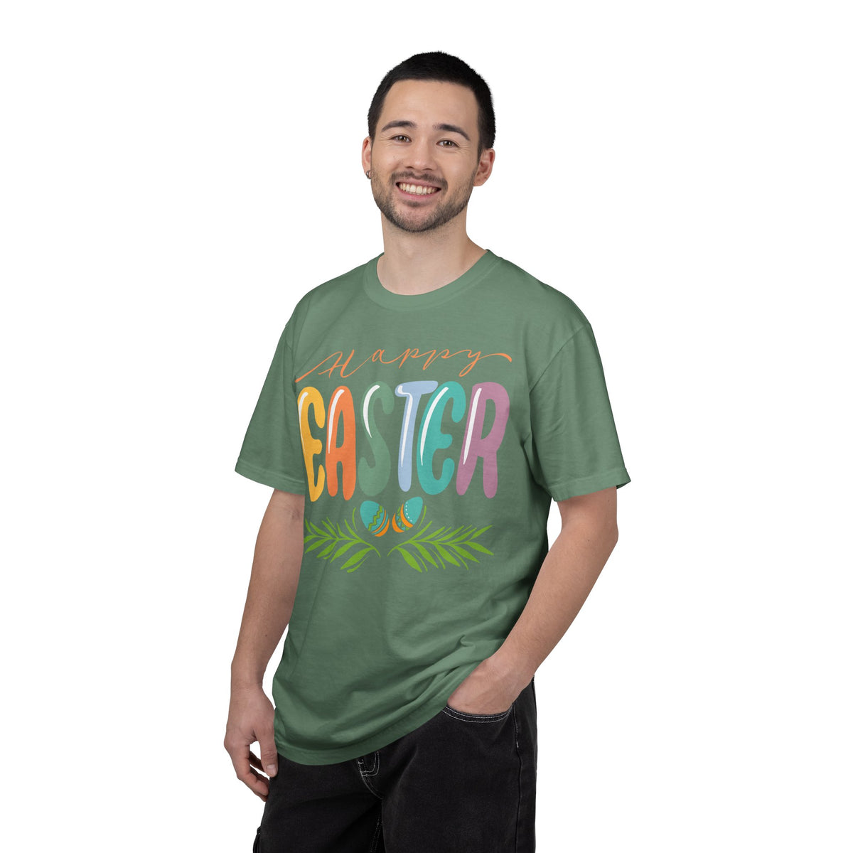 Happy Easter T-Shirt, Tee Shirt with Easter Signature, T Shirt with Easter Prints, Tee Shirt with Easter Design