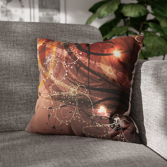 Faux Suede Pillowcase with Abstract print