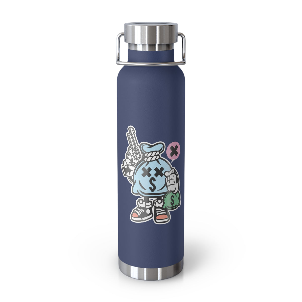 22oz Copper Insulated Water Bottle with Cartoon Design - CV99