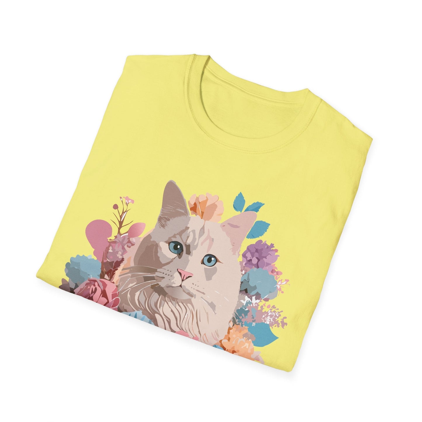 Cat Shirt Unisex Short Sleeve Cat Tee Kitten Design Gildan Softstyle 64000 Tee
