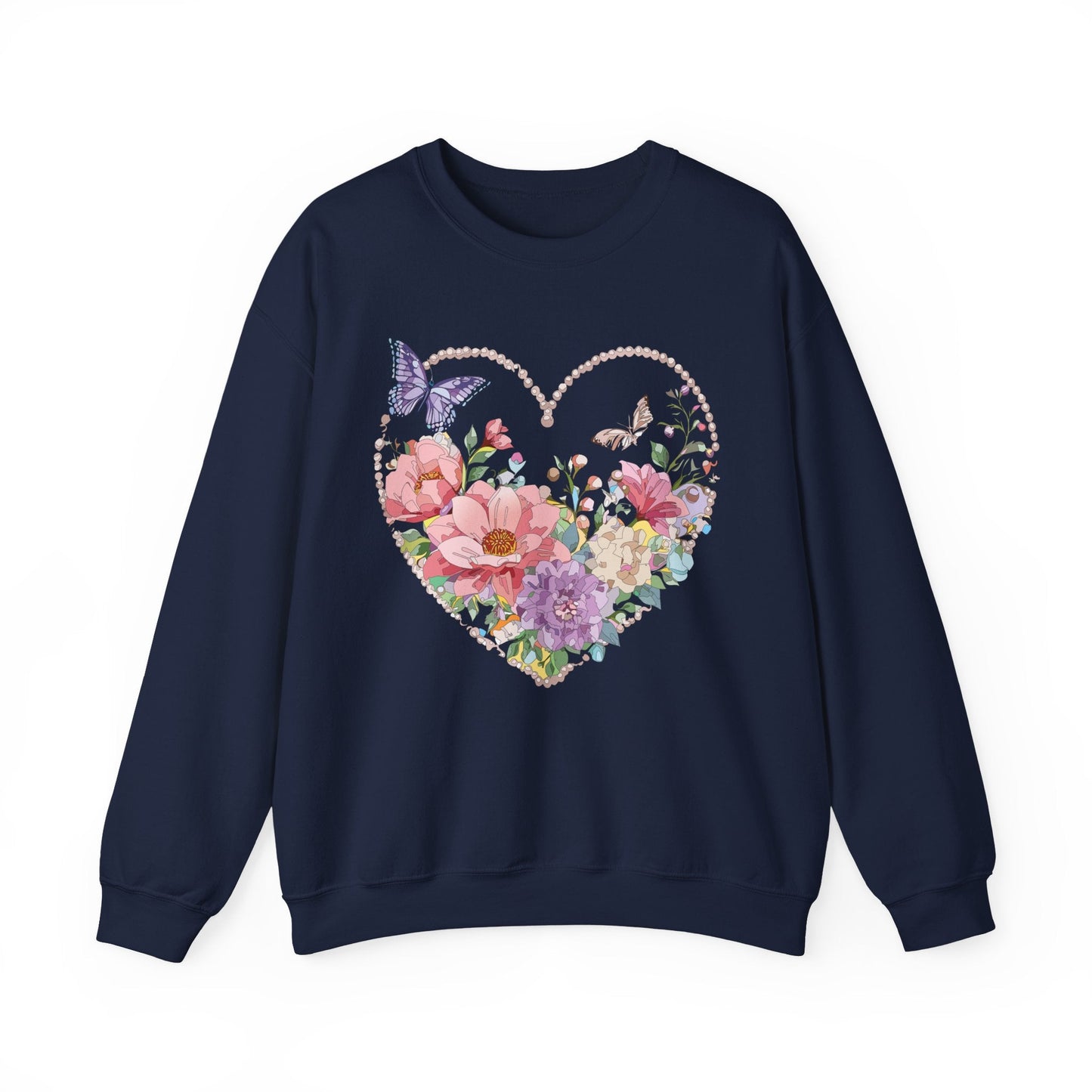 Floral Heart Sweatshirt Unisex Floral Love Crewneck Heavy Blend Gift For Valentine Day Cold Weather
