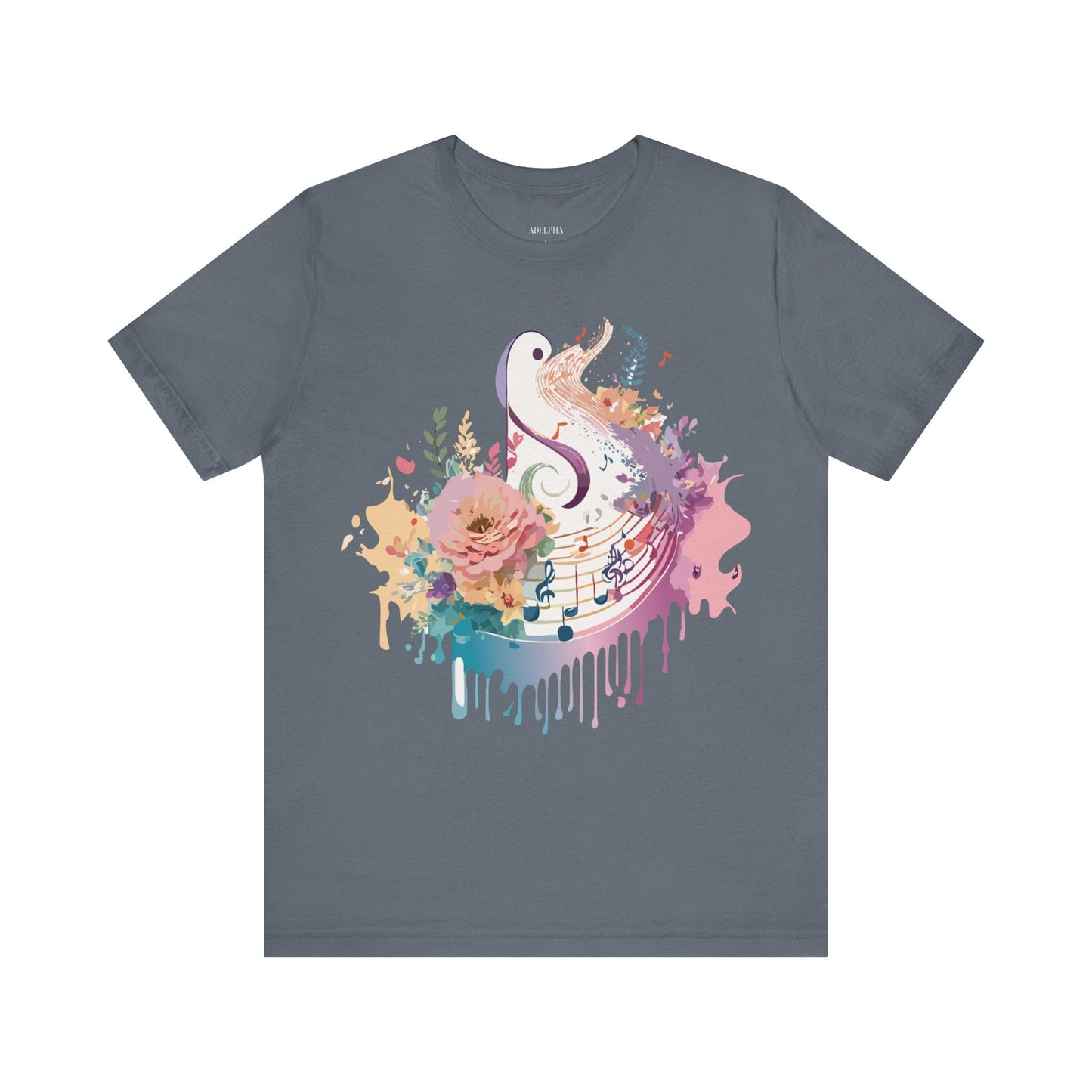Adelpha Graphic Tee Unisex Short Sleeve Vintage Inspired Artwork Music Theme T Shirt