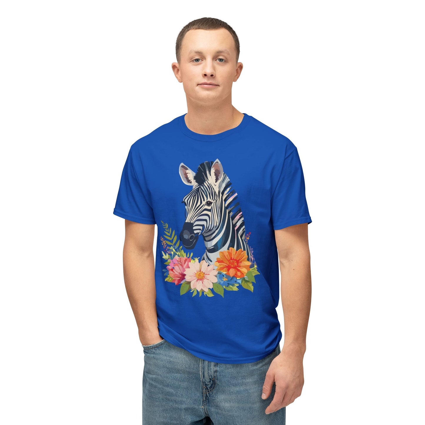 Unisex Zebra Art T Shirt With Full Color Print 100 Percent Cotton Jersey Tee Premium