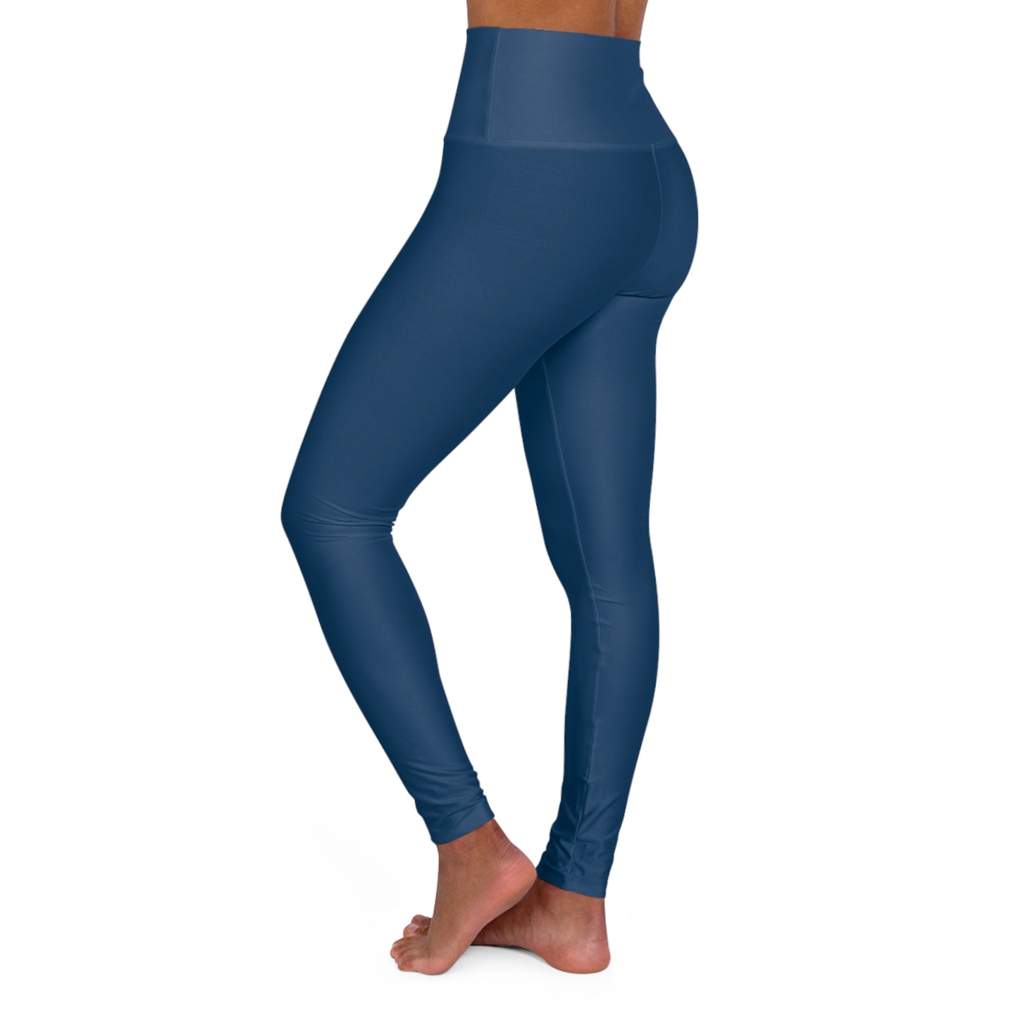 High-Waisted Yale Blue Yoga Leggings Women's Seamless Poly-Span Stretchy Navy Activewear Pants