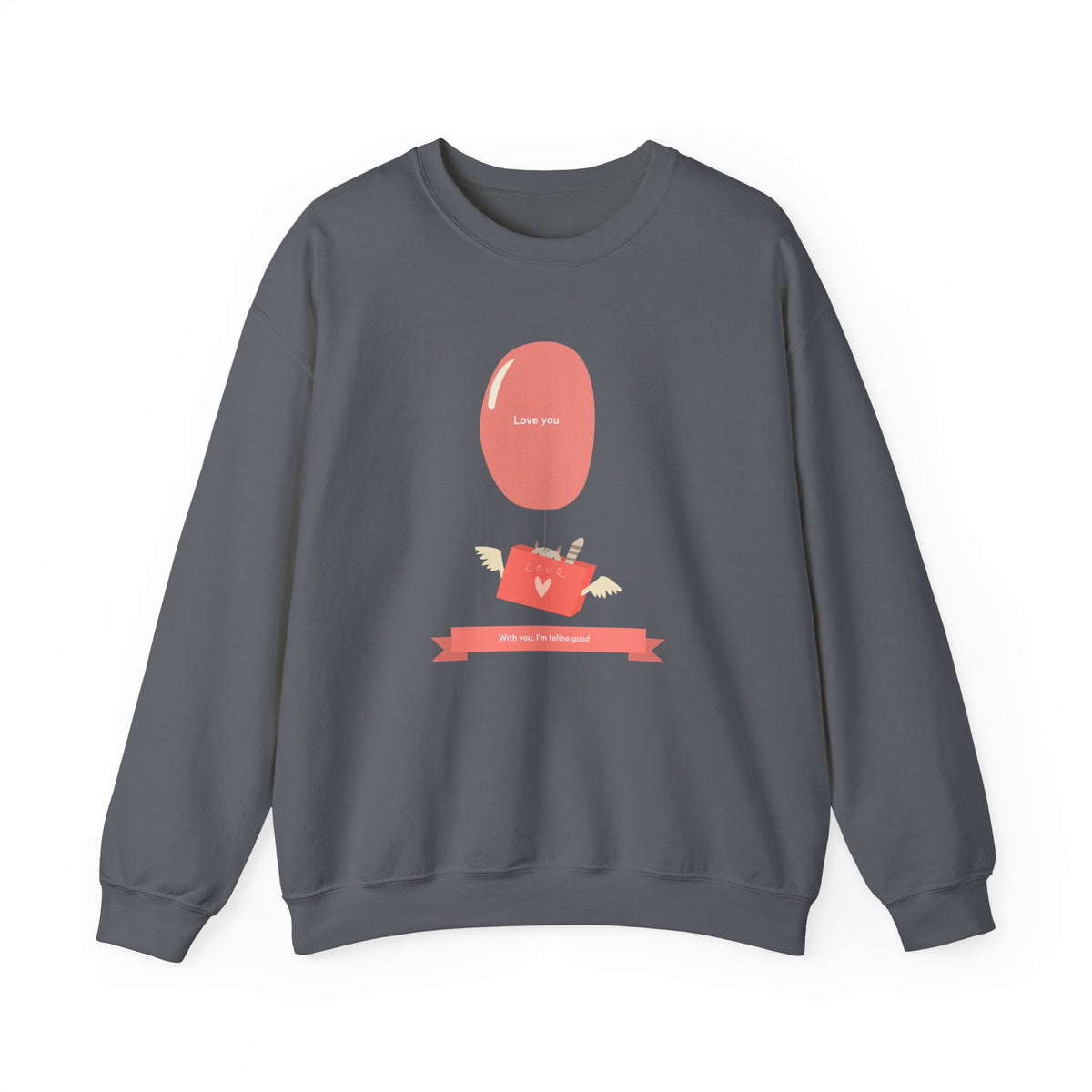 Cat Graphic Valentine's Day Sweatshirt Unisex 50/50 Cotton-Poly Animal Sweatshirt w15