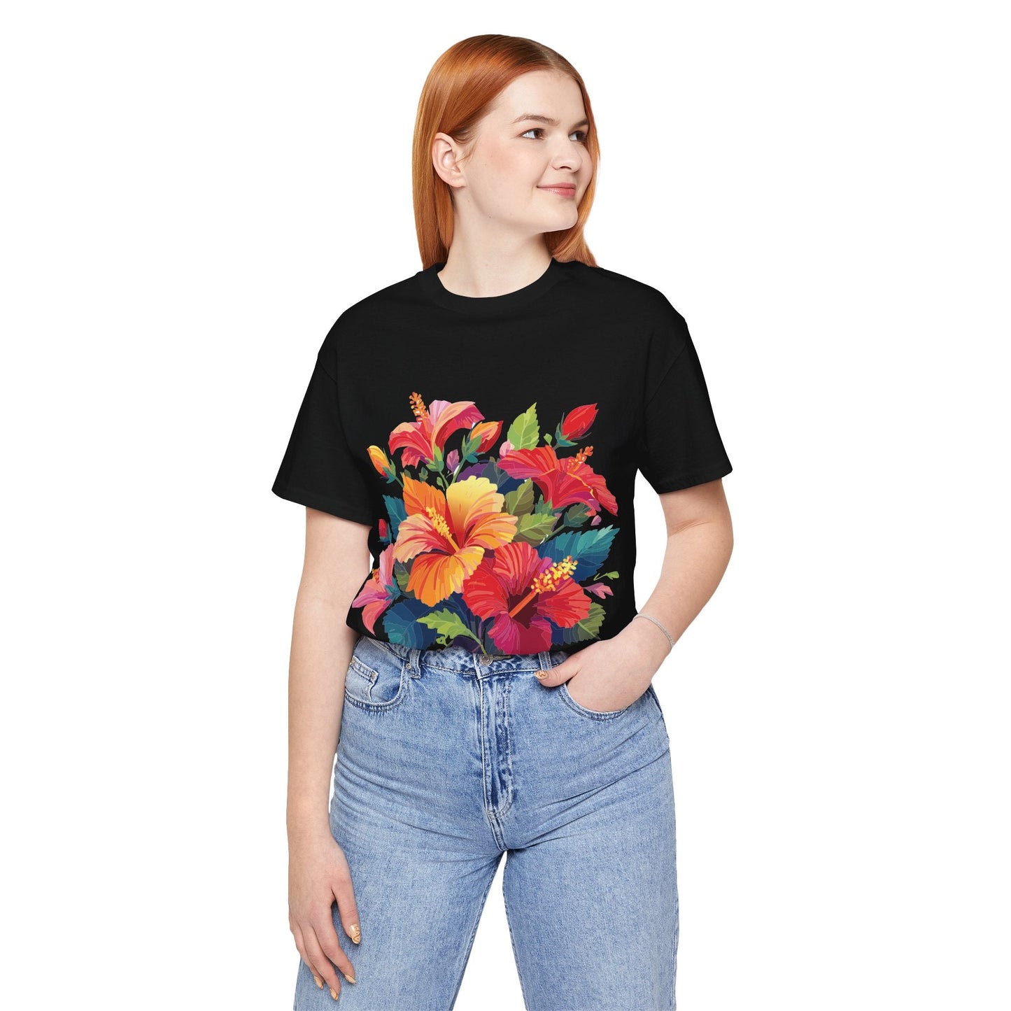Retro2Nova Floral Shirt Unisex Jersey Short Sleeve Tee From Flowers Collection Bold Vibrant Design