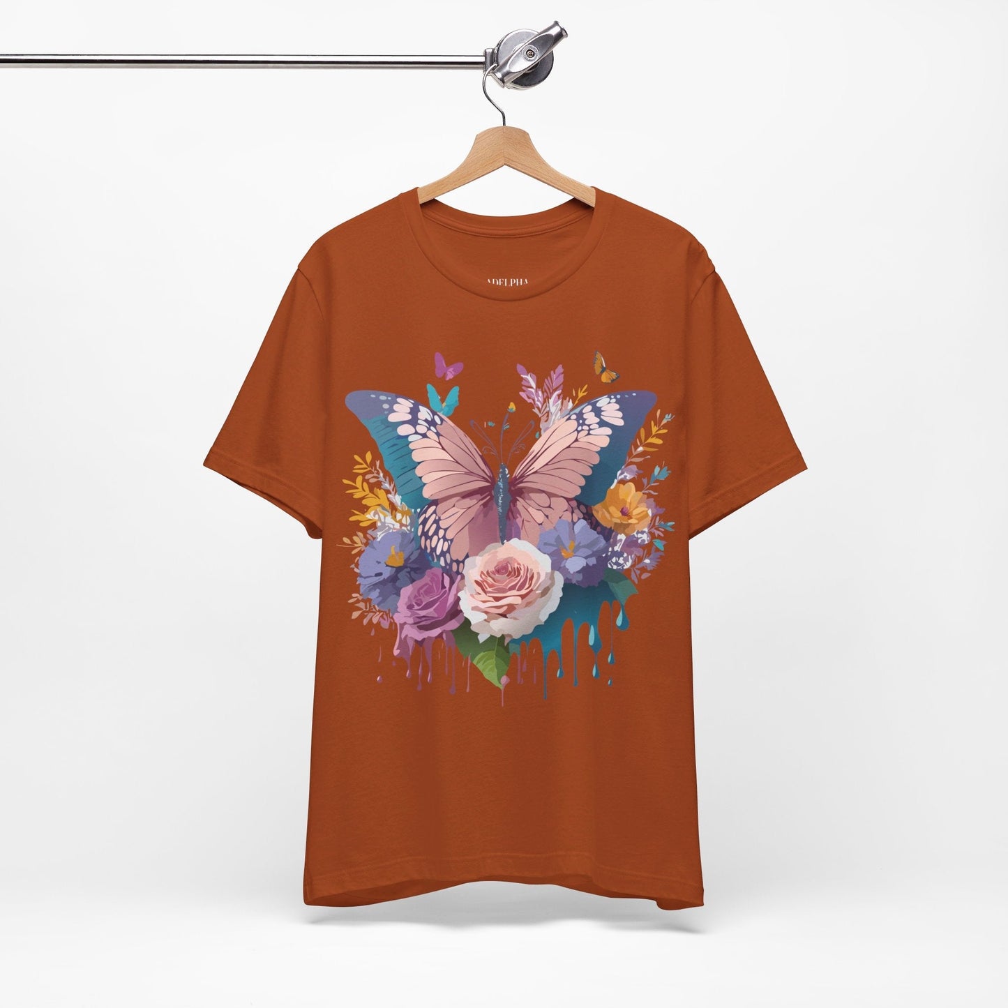 Butterfly Graphic Unisex 100 Cotton Lightweight Vintage Floral Design Jersey Tee 43