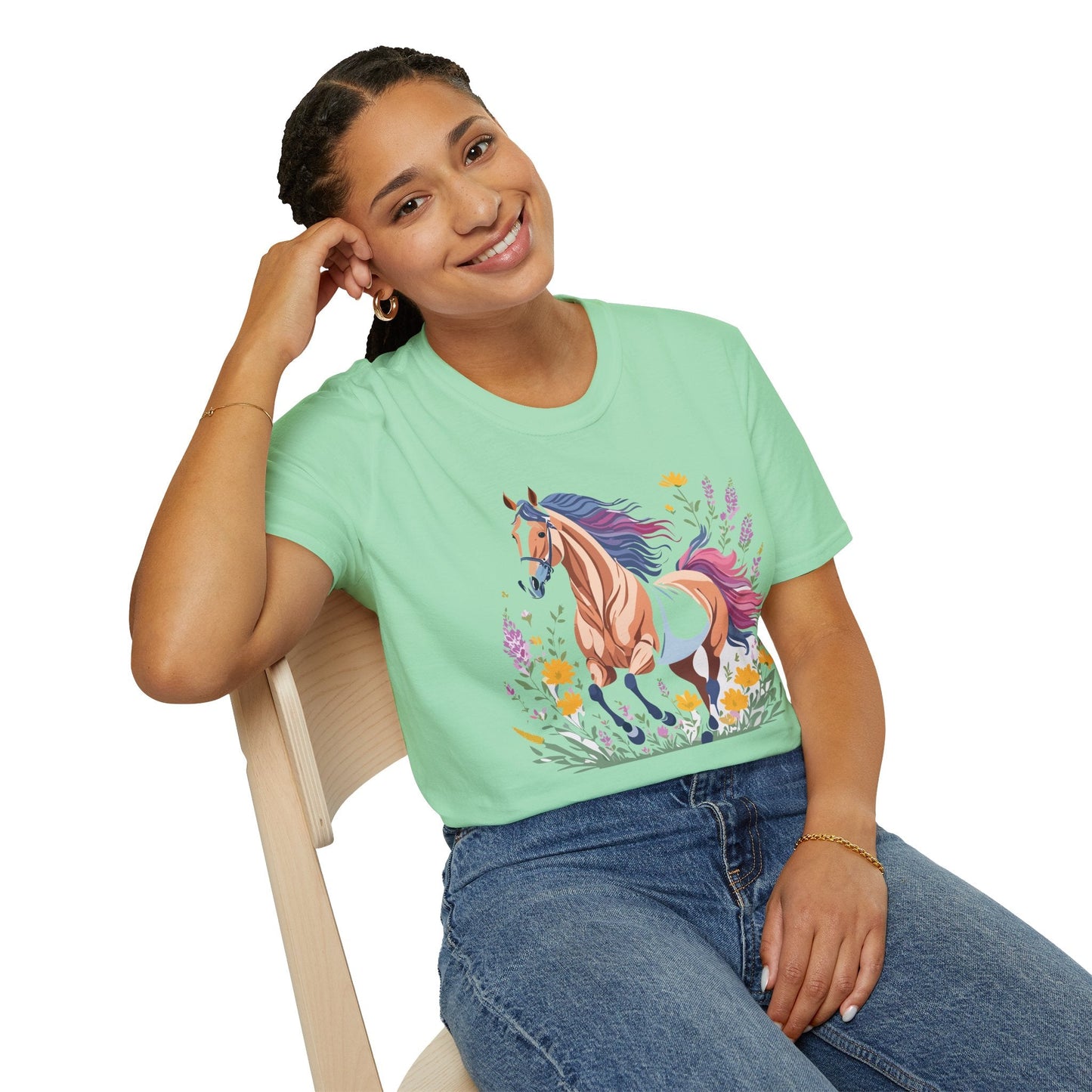 Horse Shirt Unisex Softstyle 64000 Cotton Tee Gildan 100 Percent Ring Spun