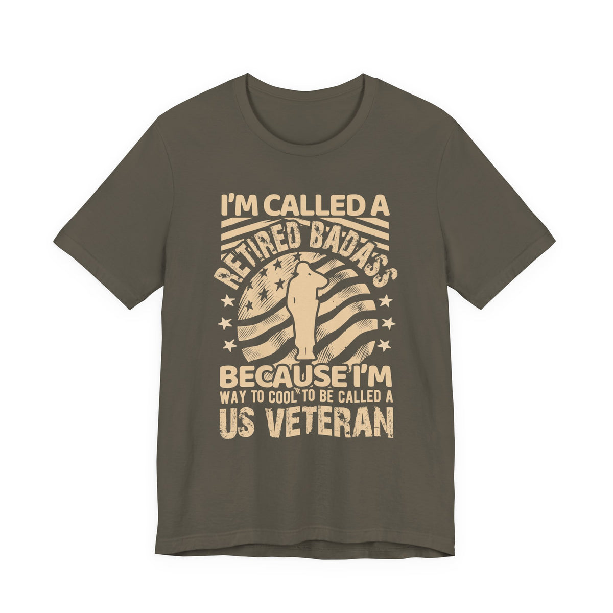 Retired Badass US Veteran T-Shirt Veteran Flag Silhouette Unisex Cotton Tee v12