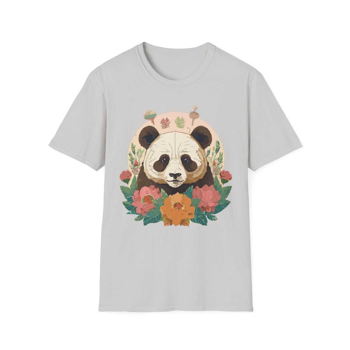 Floral Panda Illustration T-Shirt | Cute Botanical Bear Tee