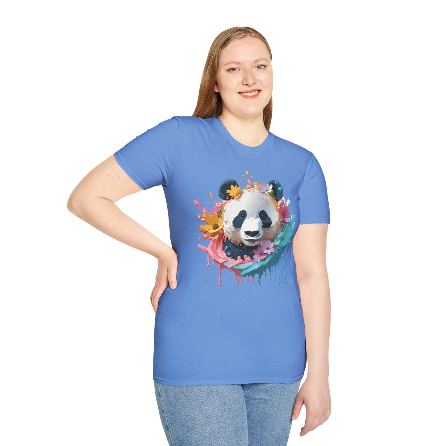 Unisex Panda Shirt Softstyle Tee 100 Percent Ring Spun Cotton Casual Animal Print