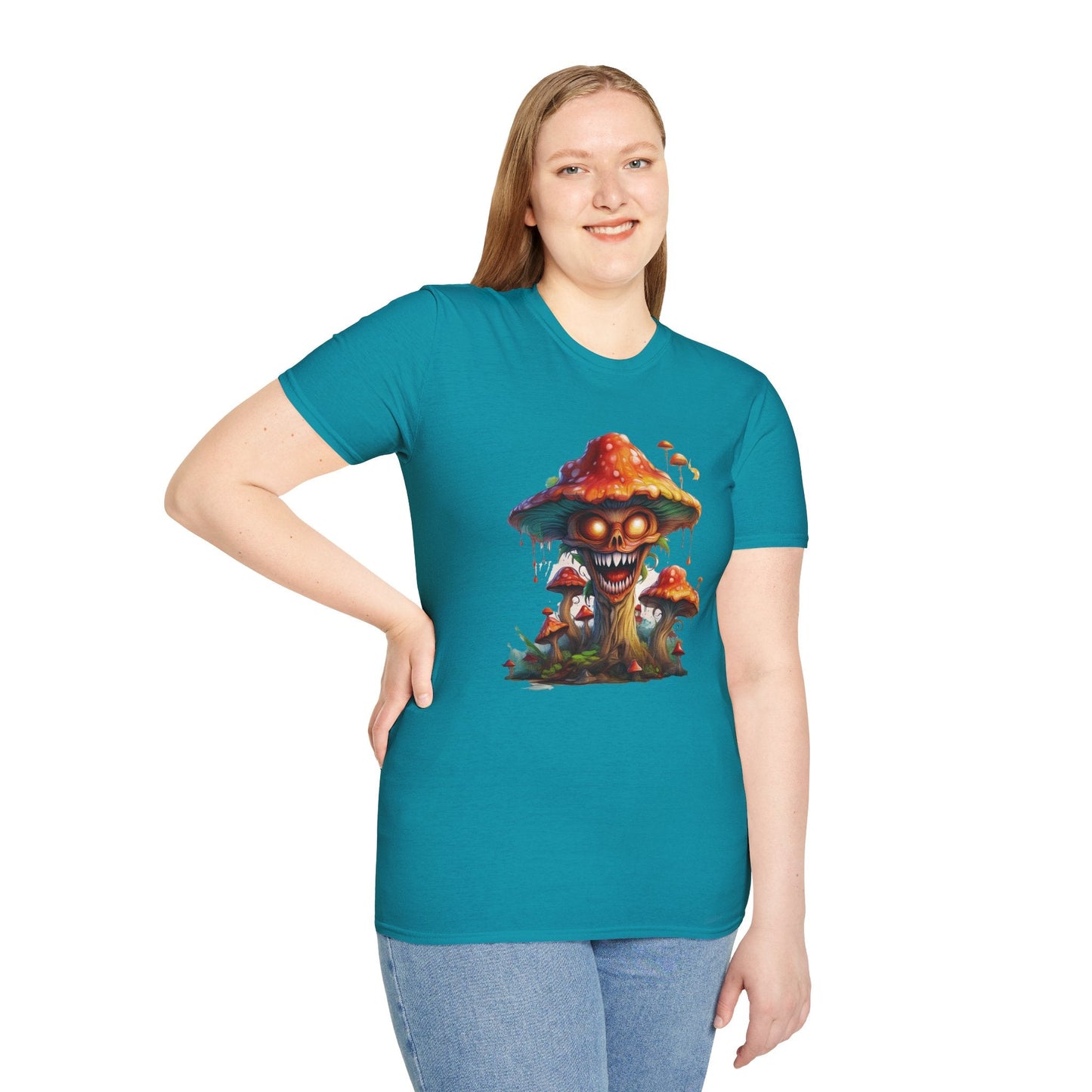 Mashroom Tee Shirt Unisex Softstyle 64000 100% Ring Spun Cotton with Funny Mushroom Artwork