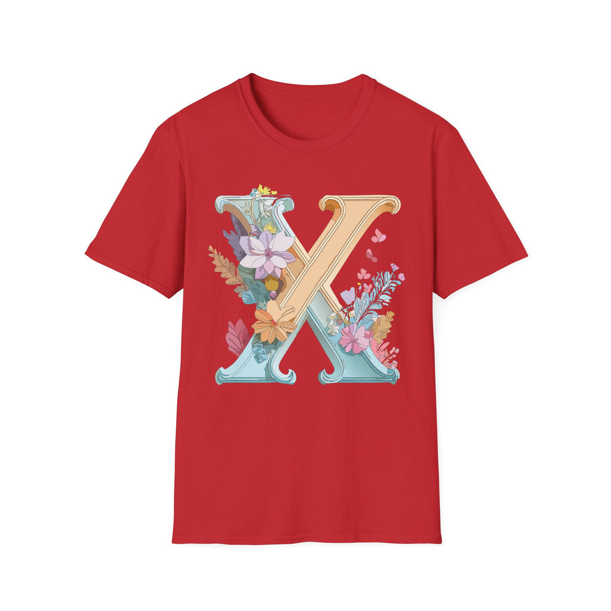 Floral Letter X T-Shirt | Botanical Monogram Tee